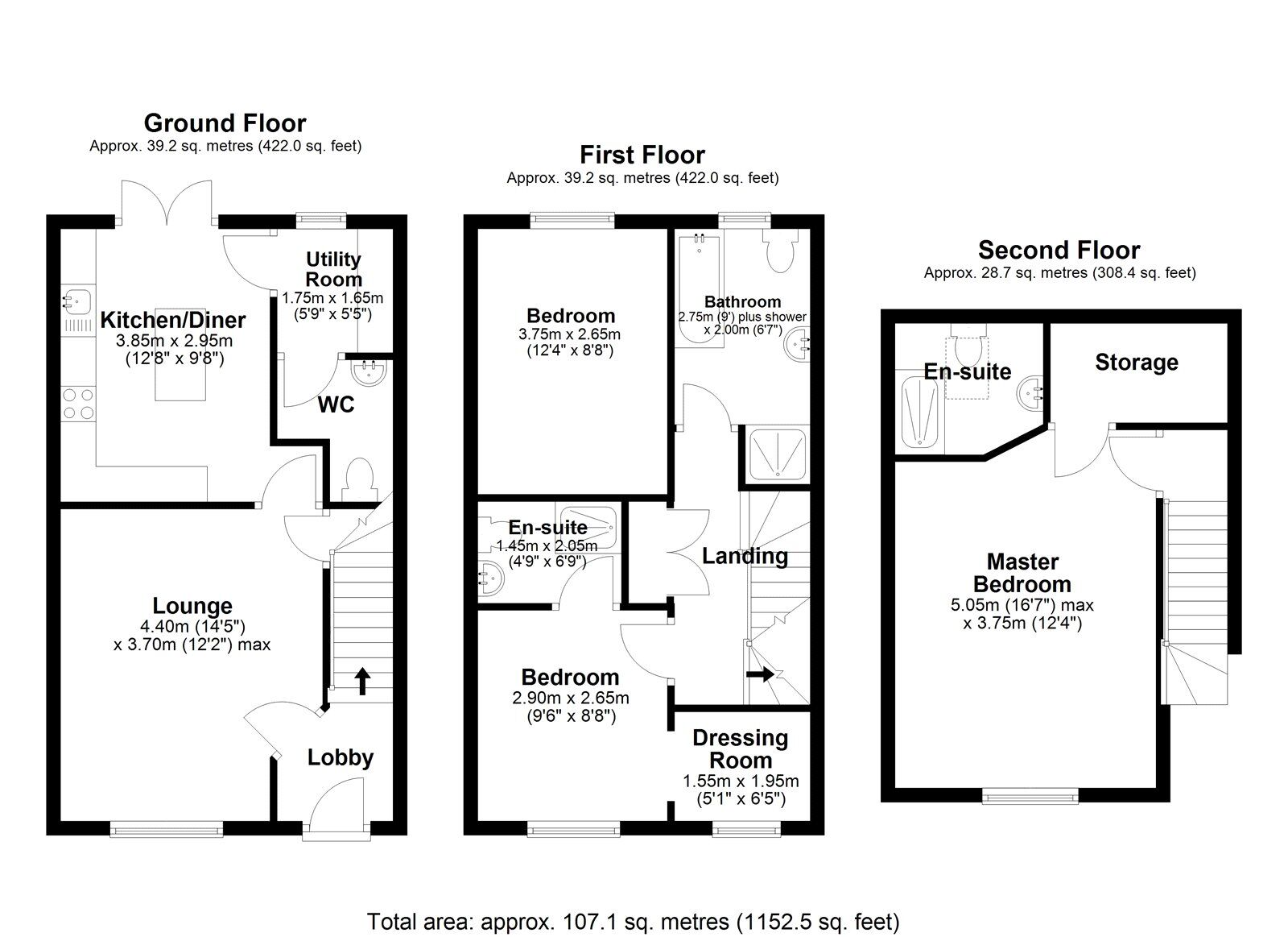 Floorplan of 3 bedroom Semi Detached House for sale, Havering Court, Consett, Durham, DH8