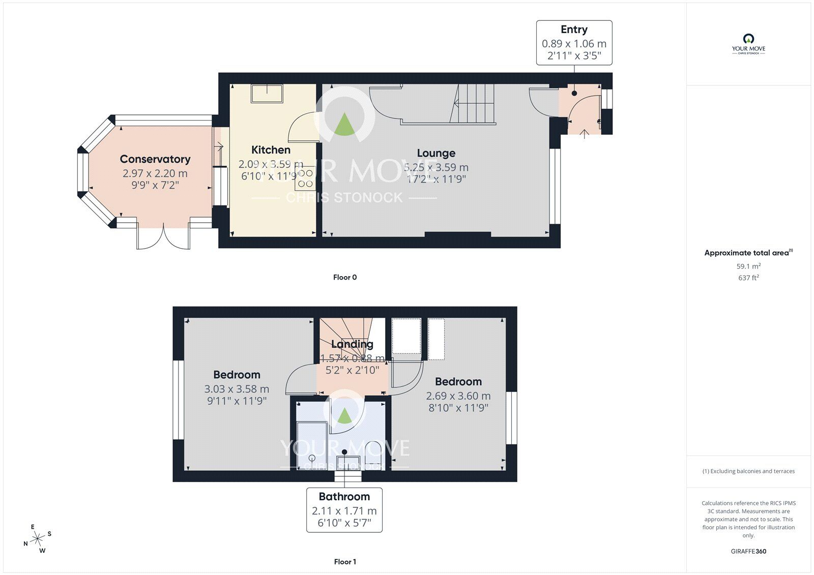 Floorplan of 2 bedroom Semi Detached House for sale, Georgia Court, Consett, Durham, DH8