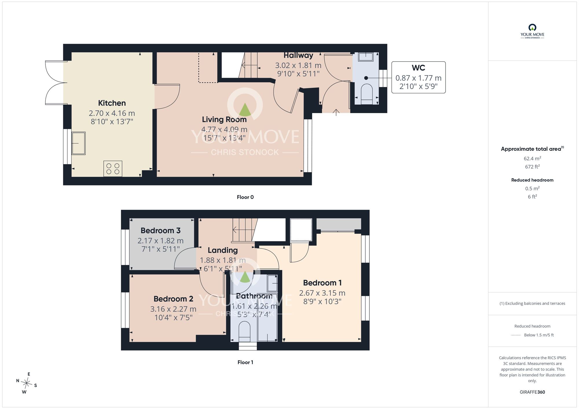 Floorplan of 3 bedroom Semi Detached House for sale, Langdon Close, Consett, Durham, DH8