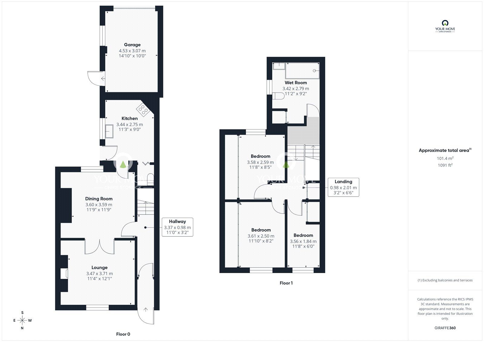 Floorplan of 3 bedroom Mid Terrace House for sale, George Street, Blackhill, Durham, DH8