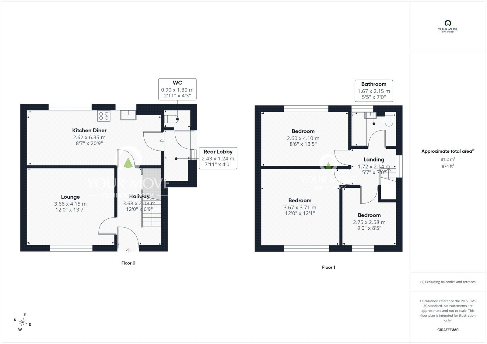 Floorplan of 3 bedroom Semi Detached House for sale, Ashby Crescent, Blackhill, Consett, Durham, DH8
