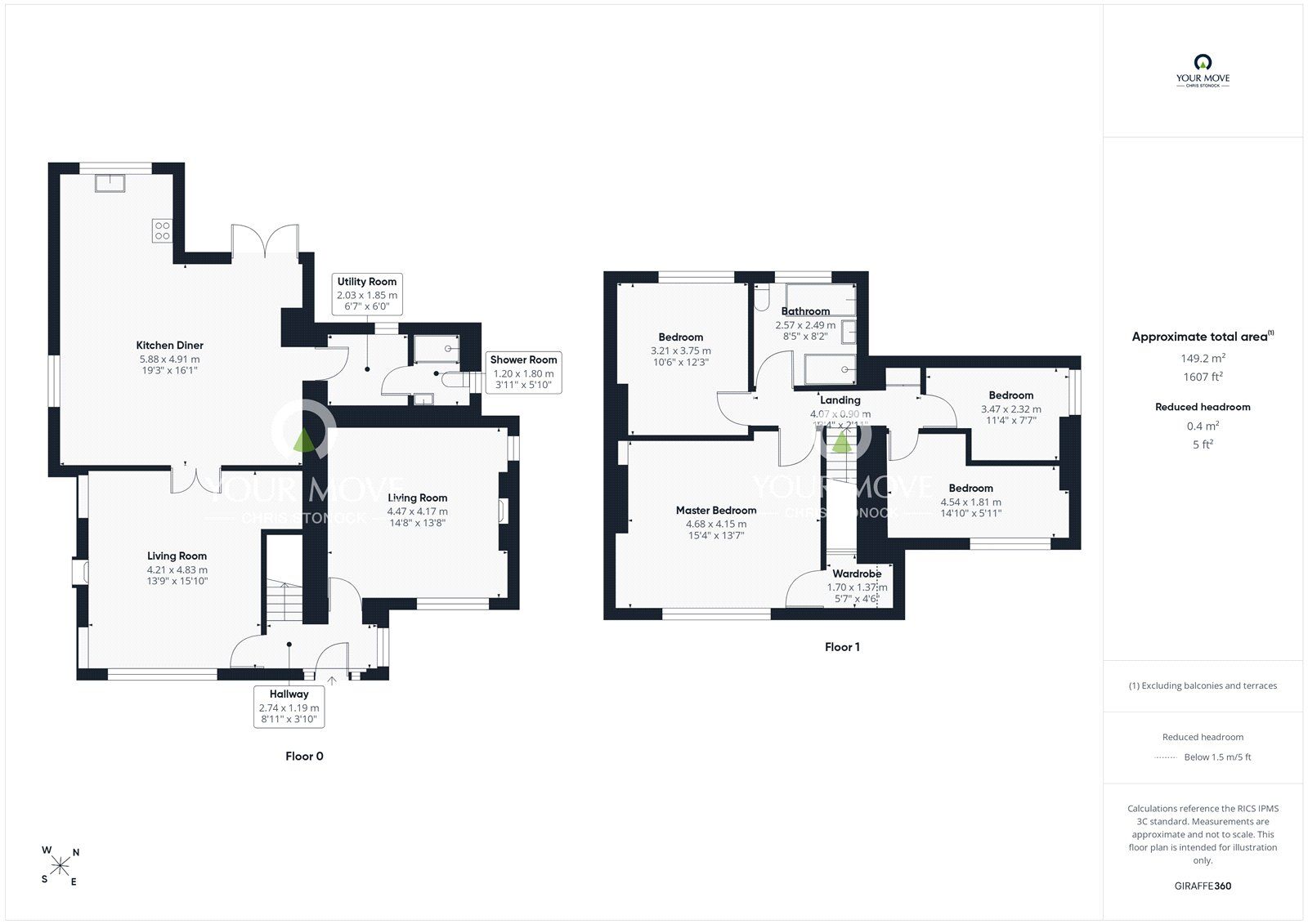 Floorplan of 4 bedroom Detached House for sale, Rowley, Consett, Durham, DH8