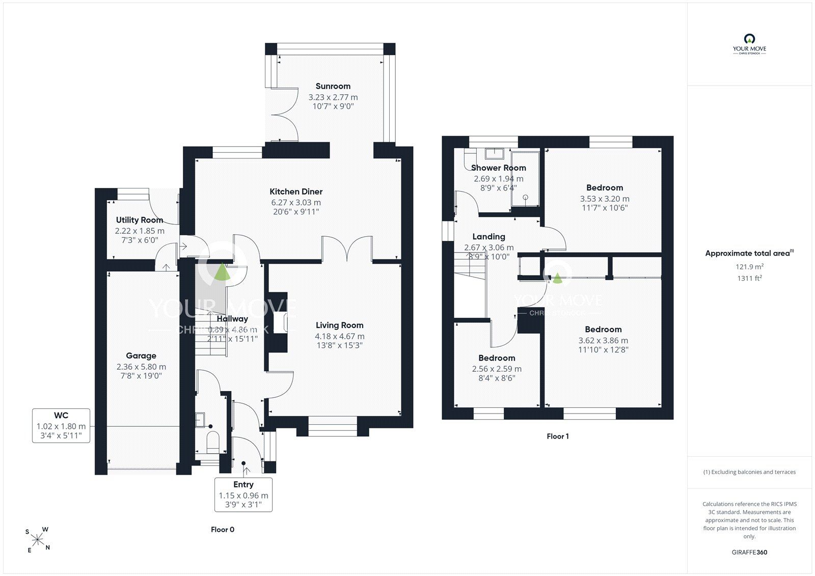 Floorplan of 3 bedroom Semi Detached House for sale, Wesley Terrace, Castleside, Consett, Durham, DH8