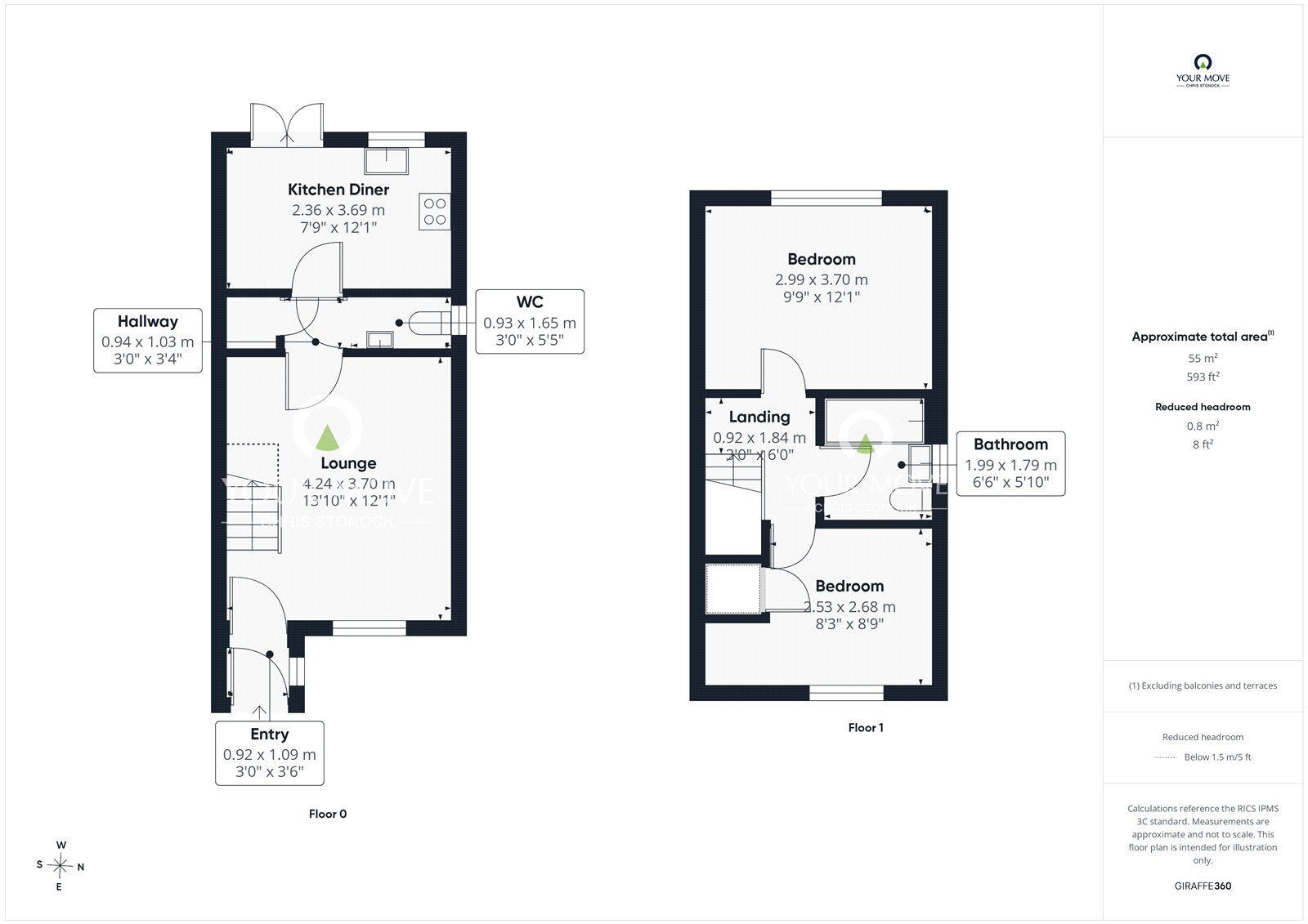 Floorplan of 2 bedroom Semi Detached House for sale, Stuart Court, Consett, Durham, DH8