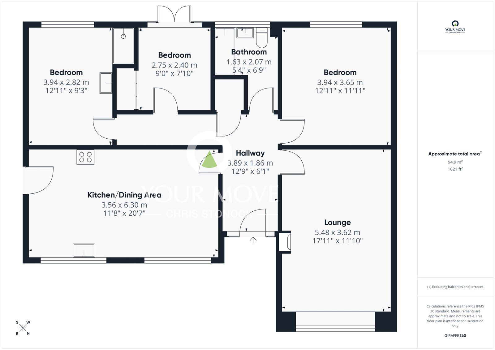 Floorplan of 3 bedroom Detached Bungalow for sale, Burnside, Lanchester, Durham, DH7