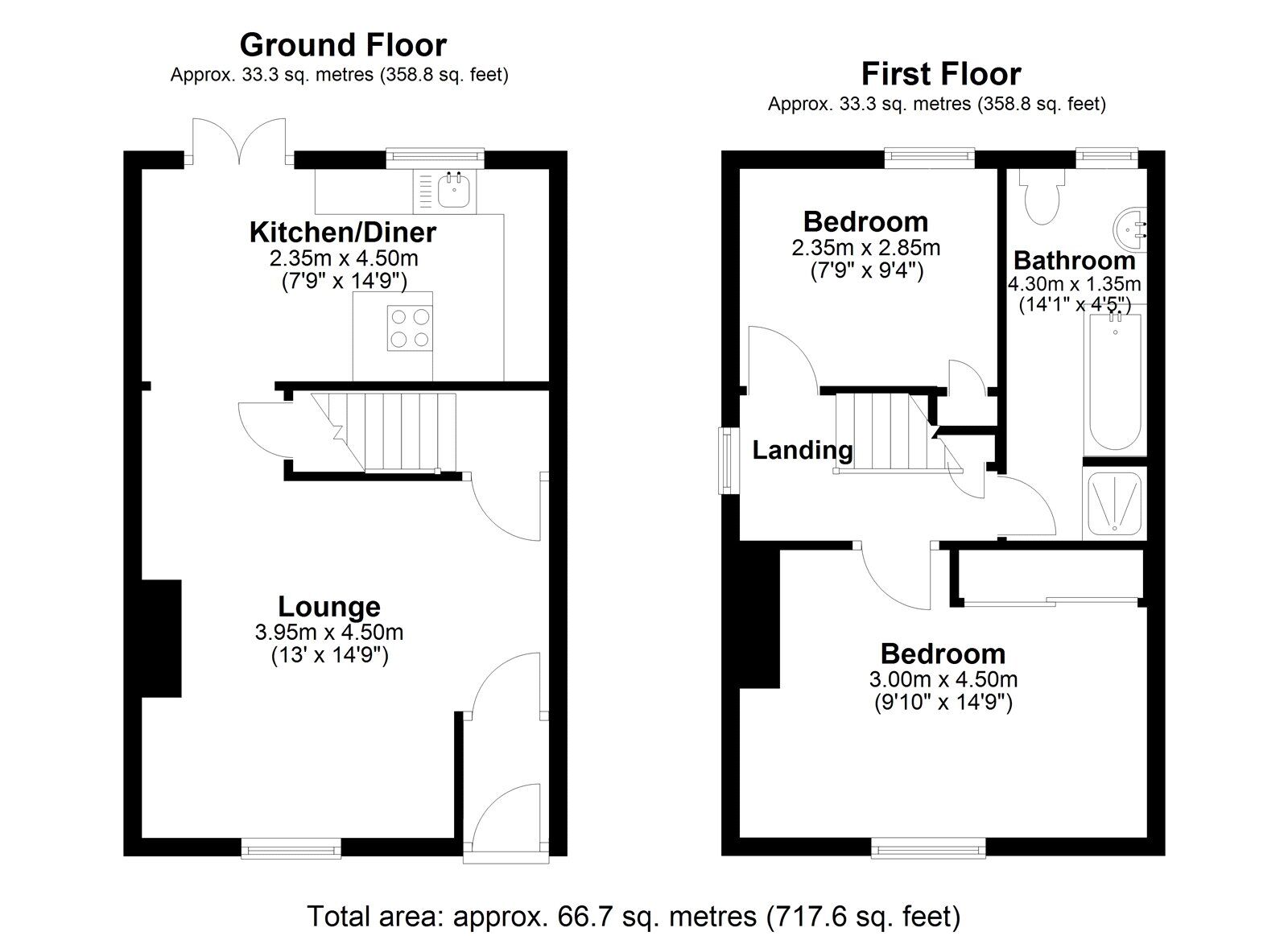 Floorplan of 2 bedroom End Terrace House to rent, John Street, Blackhill, Durham, DH8