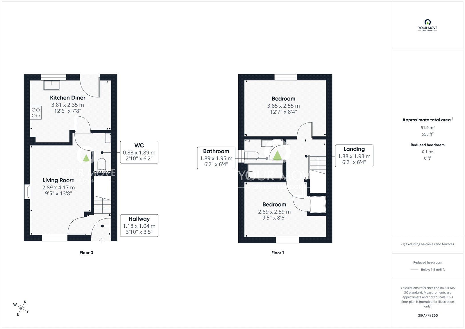 Floorplan of 2 bedroom Semi Detached House for sale, Bluebell Close, Leadgate, Durham, DH8
