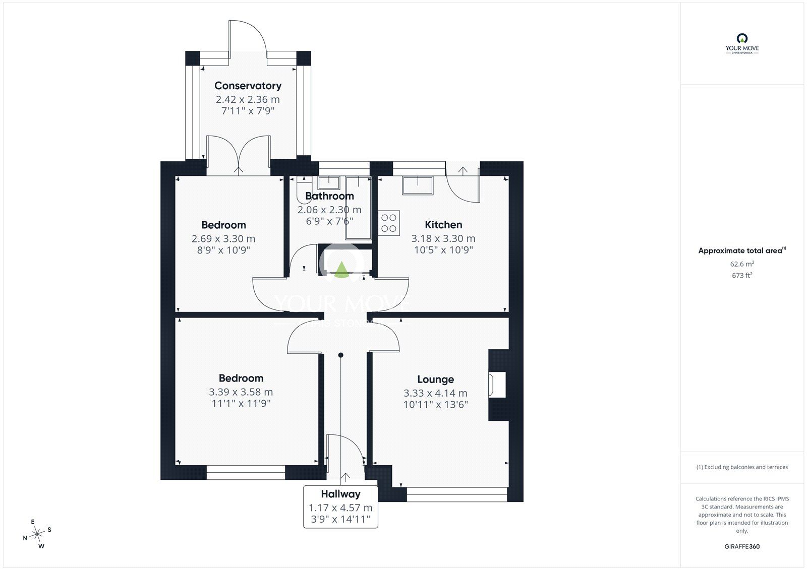 Floorplan of 2 bedroom Semi Detached Bungalow to rent, Pleasant View, Bridgehill, Durham, DH8