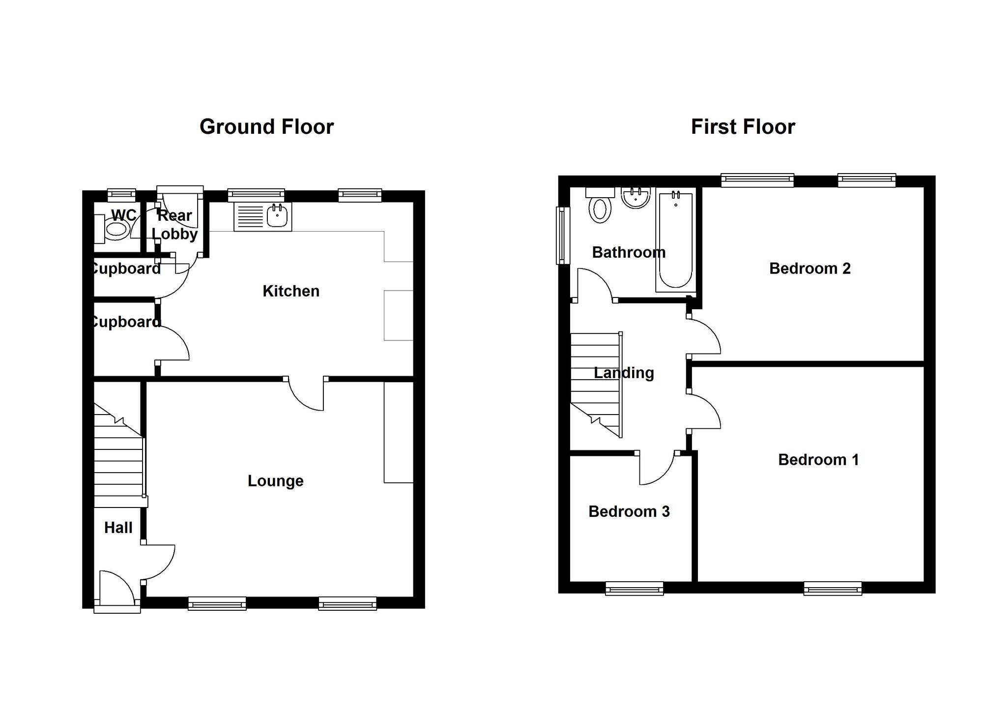 Floorplan of 3 bedroom Semi Detached House to rent, The Avenue, Chester Le Street, County Durham, DH2
