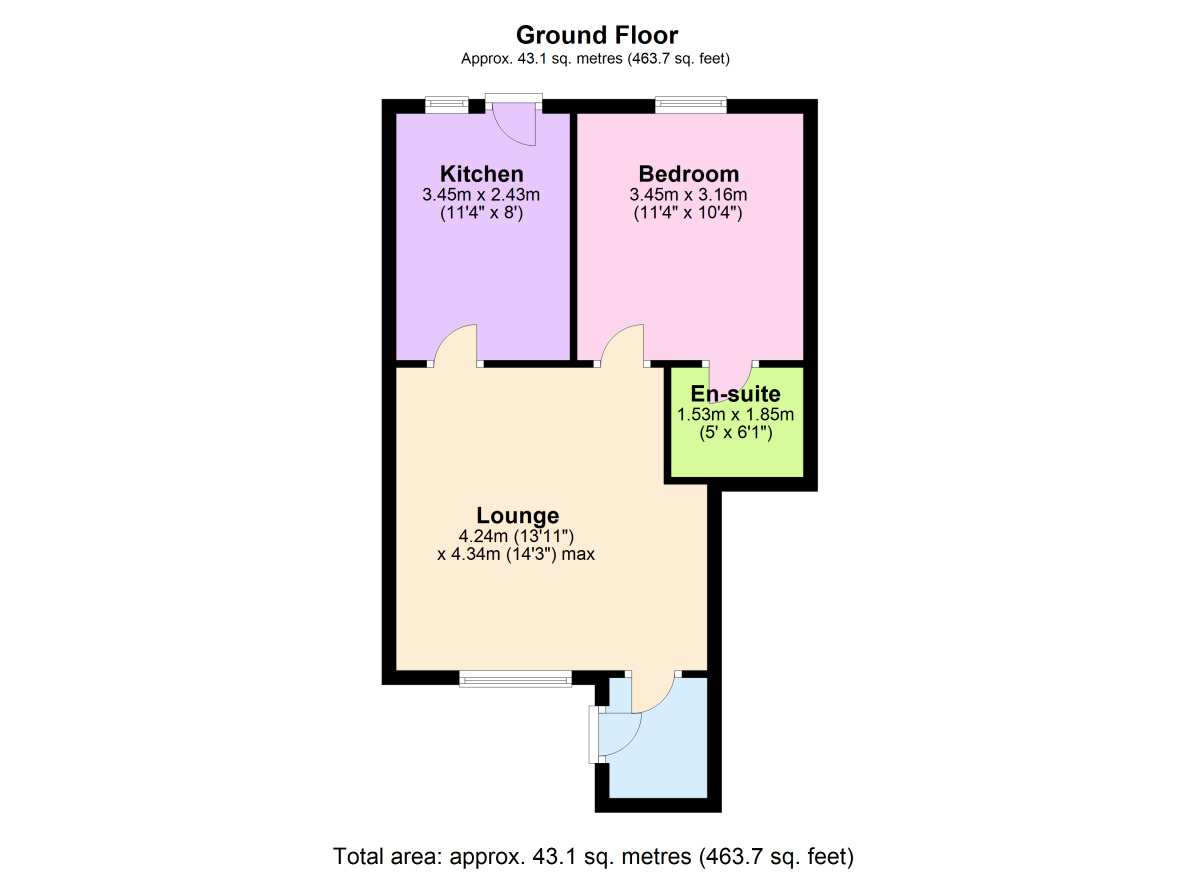 Floorplan of 1 bedroom Flat to rent, Hopgarth Court, Chester Le Street, County Durham, DH3
