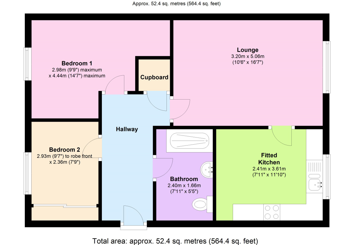 Floorplan of 2 bedroom  Flat to rent, Glamis Court, Woodstone Village, Tyne And Wear, DH4