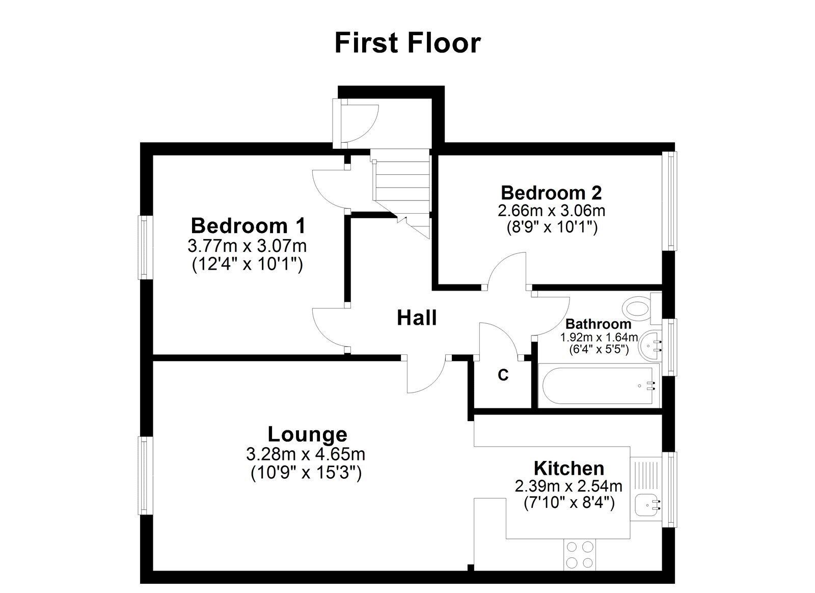 Floorplan of 2 bedroom  Flat to rent, Chatton Close, Chester Le Street, County Durham, DH2