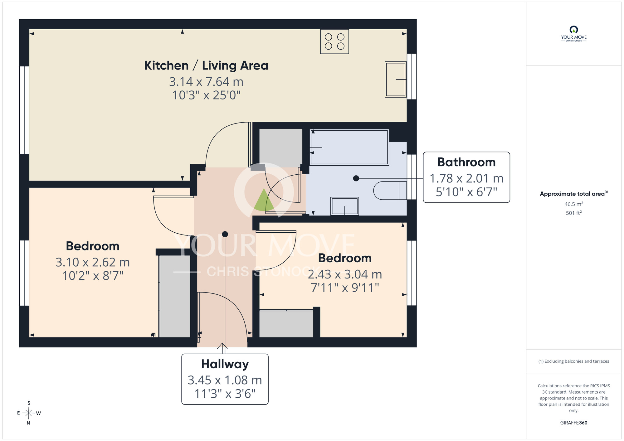 Floorplan of 2 bedroom Flat to rent, Highfield Rise, Chester Le Street, County Durham, DH3