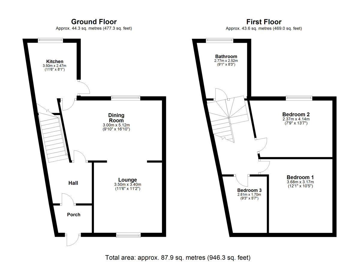 Floorplan of 3 bedroom Mid Terrace House to rent, Ramsey Street, Chester Le Street, Durham, DH3