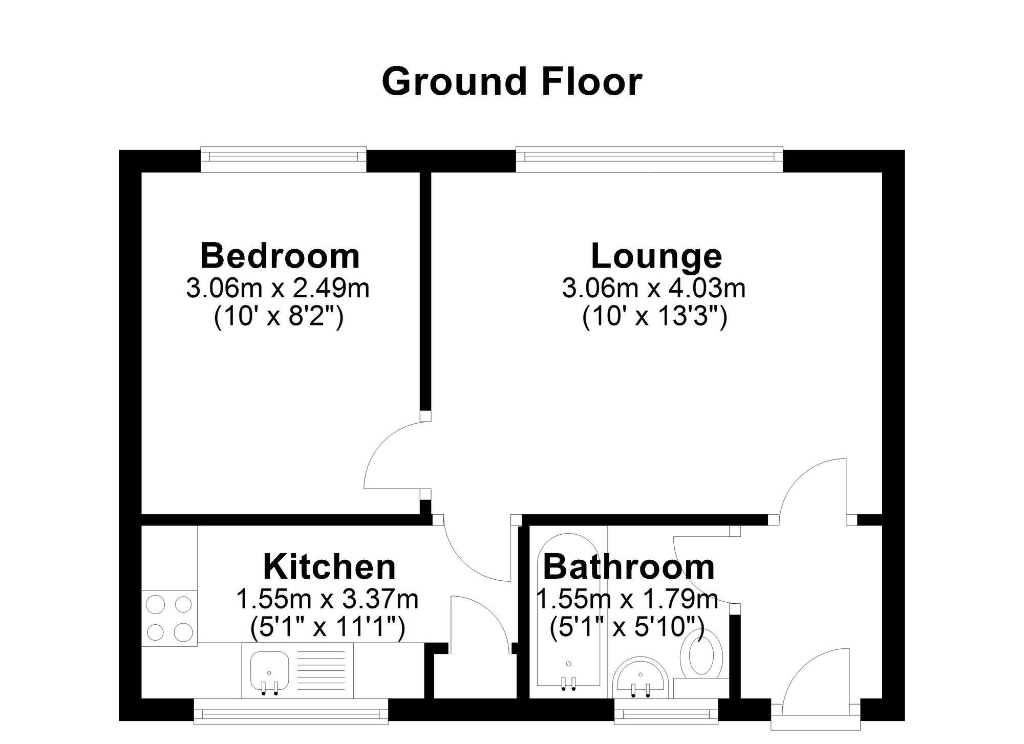 Floorplan of 1 bedroom Flat to rent, Abington, Ouston, Durham, DH2