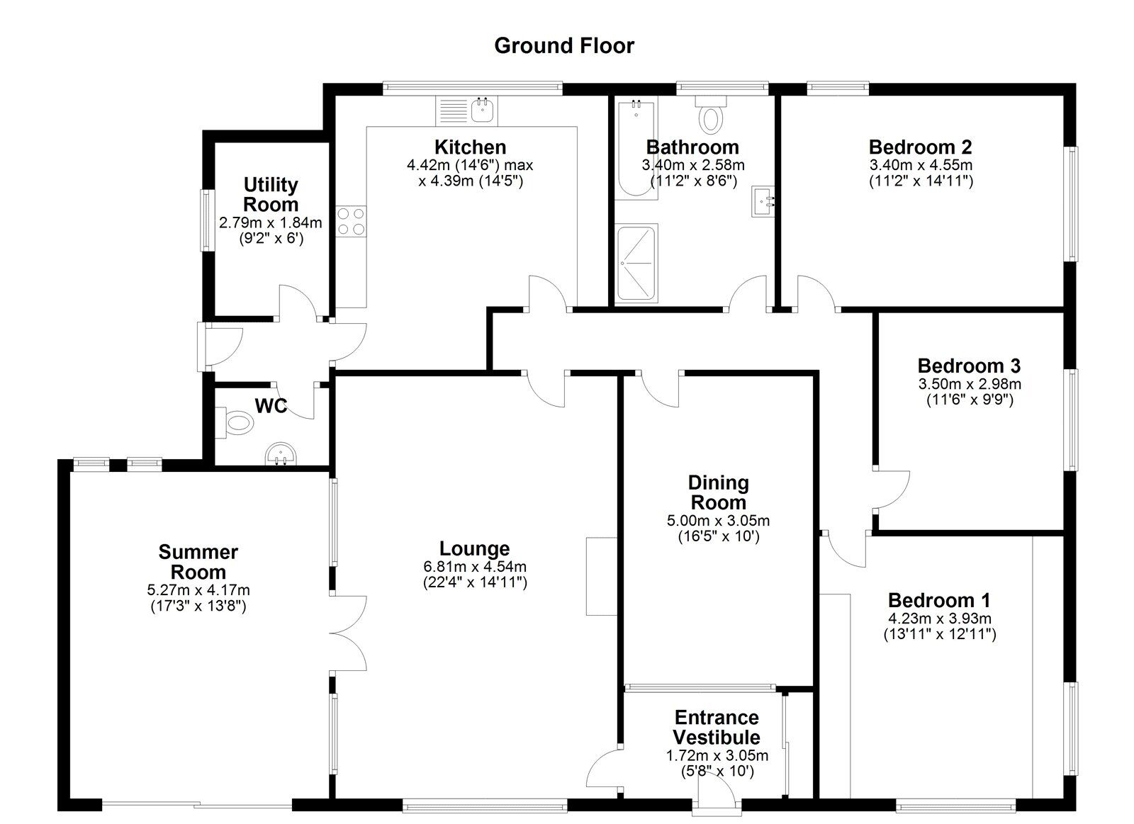 Floorplan of 3 bedroom Detached Bungalow for sale, North Road, Chester Le Street, Durham, DH3