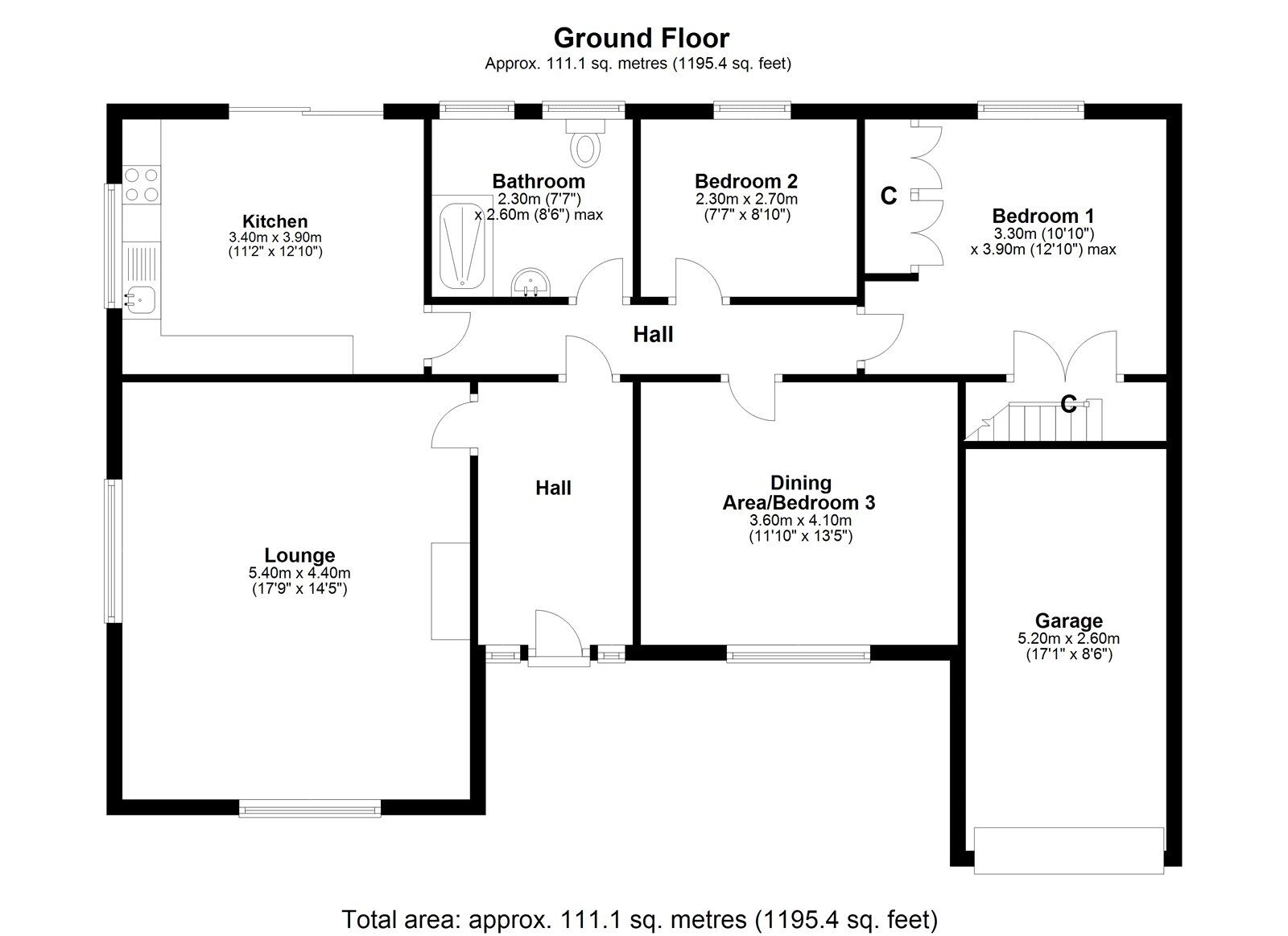 Floorplan of 3 bedroom Semi Detached Bungalow for sale, Orchard Gardens, Chester Le Street, Durham, DH3
