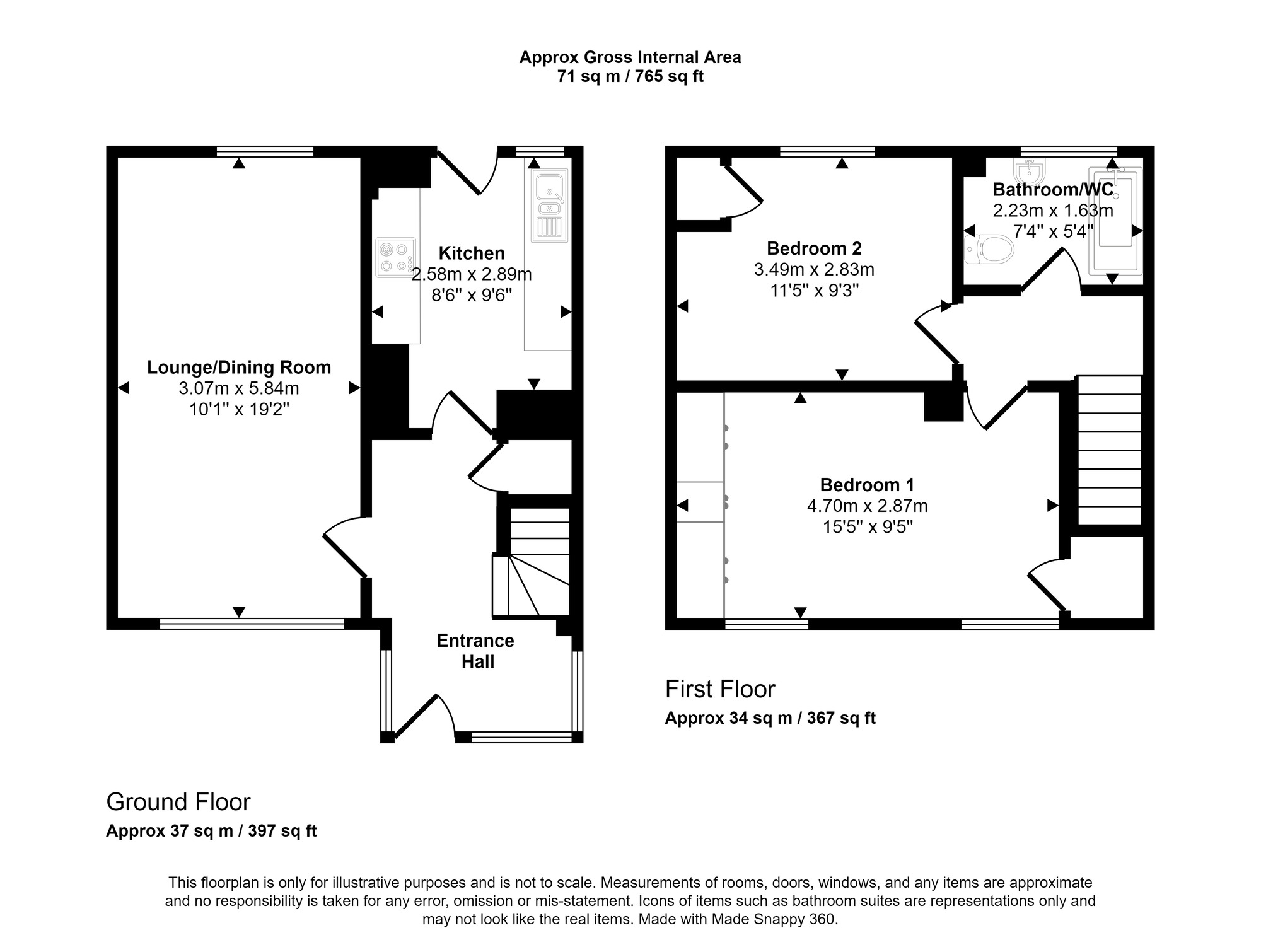 2 bedroom Mid Terrace House for sale, Brandon Gardens, Gateshead, NE9 £110,000