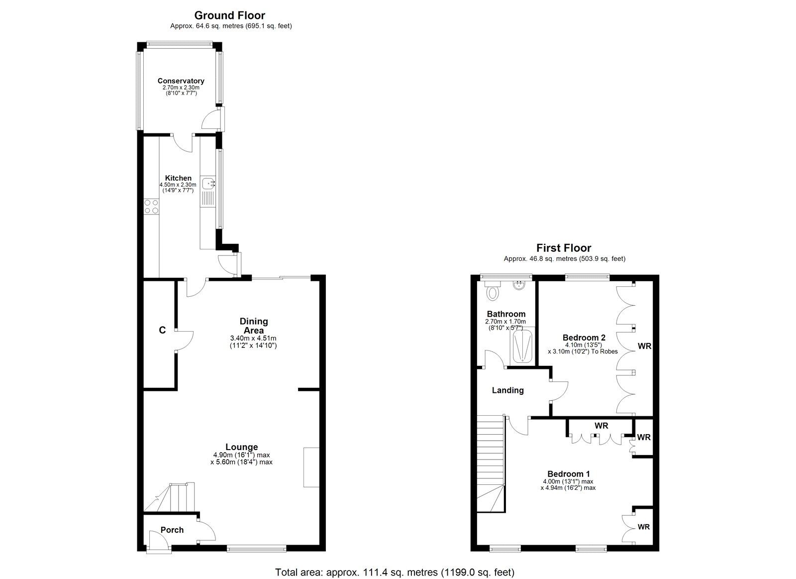 Floorplan of 2 bedroom Mid Terrace House for sale, Houghton Gate, Chester Le Street, Durham, DH3
