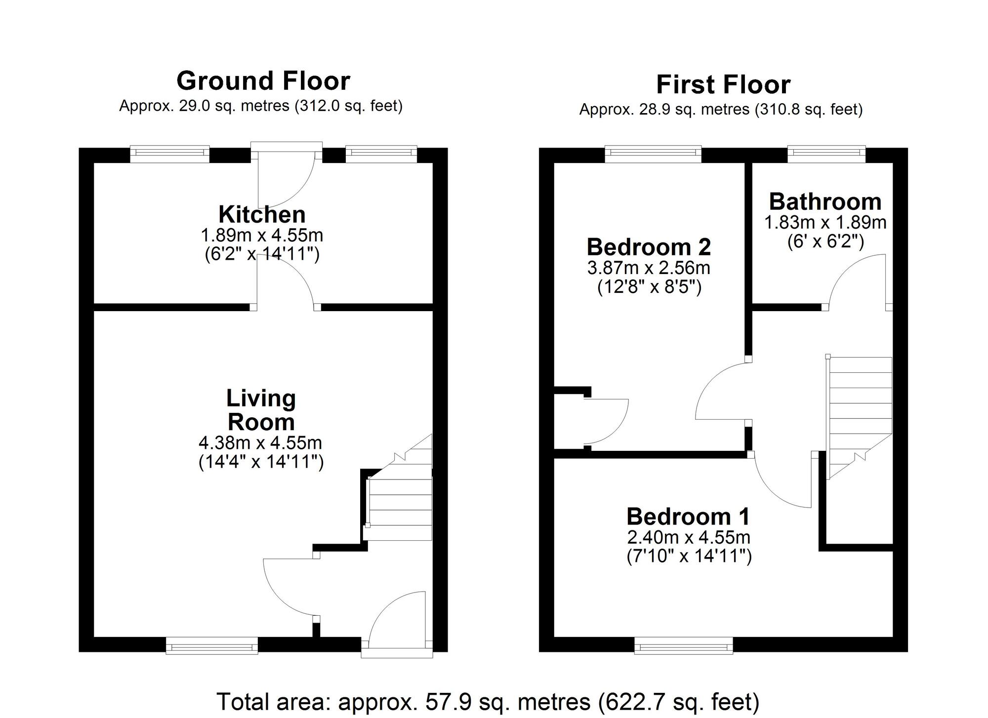 Floorplan of 2 bedroom Mid Terrace House for sale, Baden Street, Chester Le Street, Durham, DH3