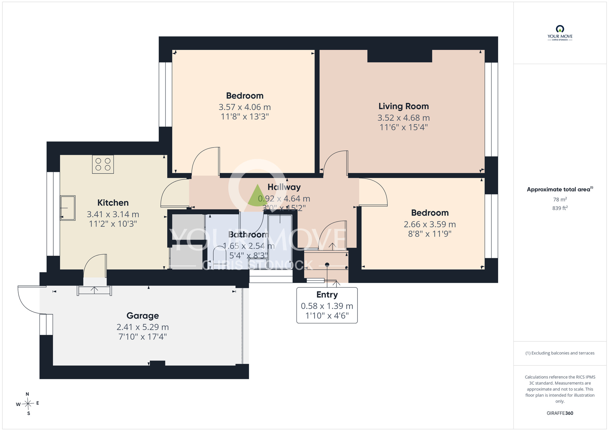 Floorplan of 2 bedroom Semi Detached Bungalow for sale, Lonsdale, Birtley, Tyne and Wear, DH3
