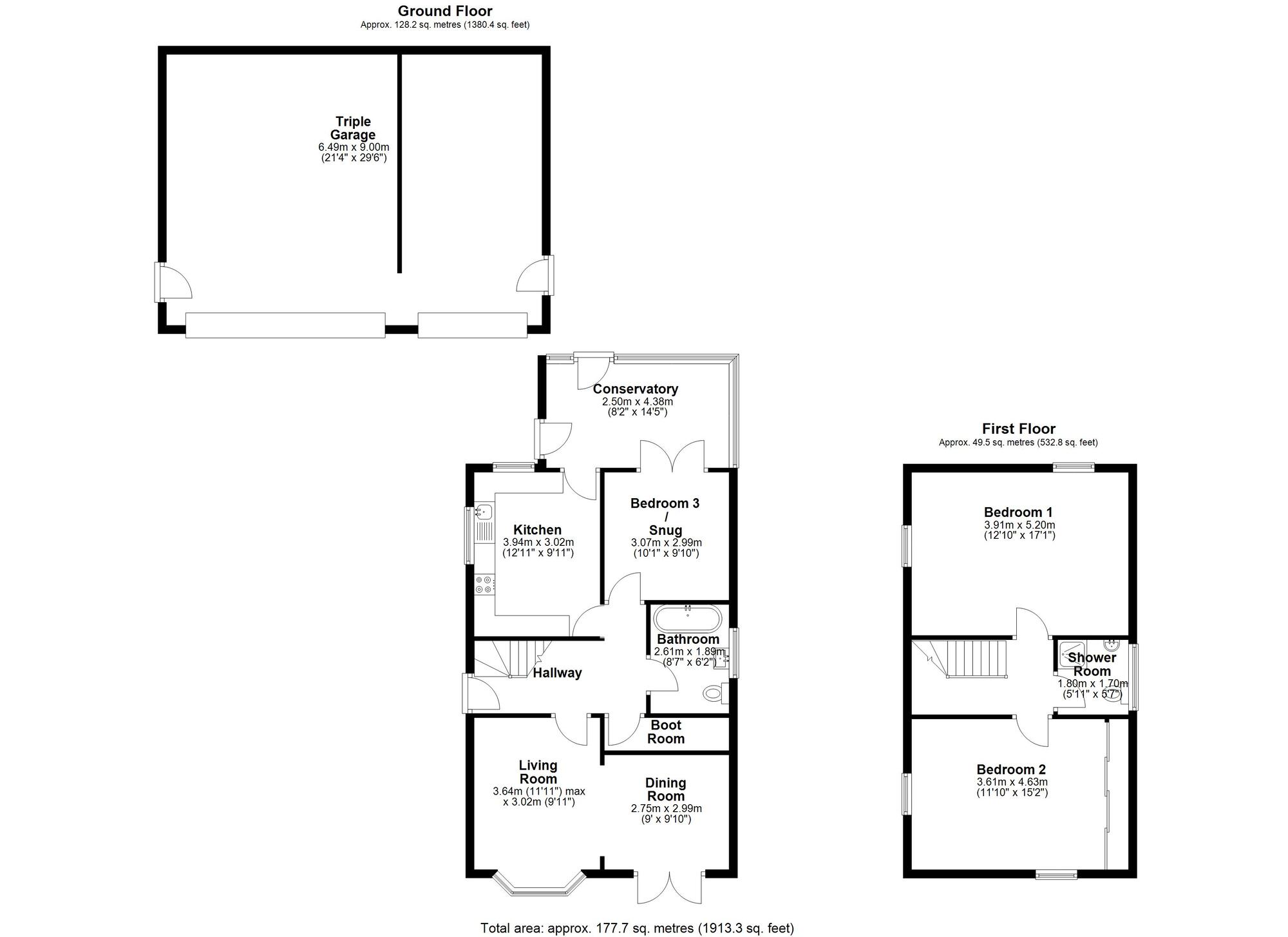 Floorplan of 3 bedroom Detached House for sale, Nettlesworth, Chester Le Street, Durham, DH2