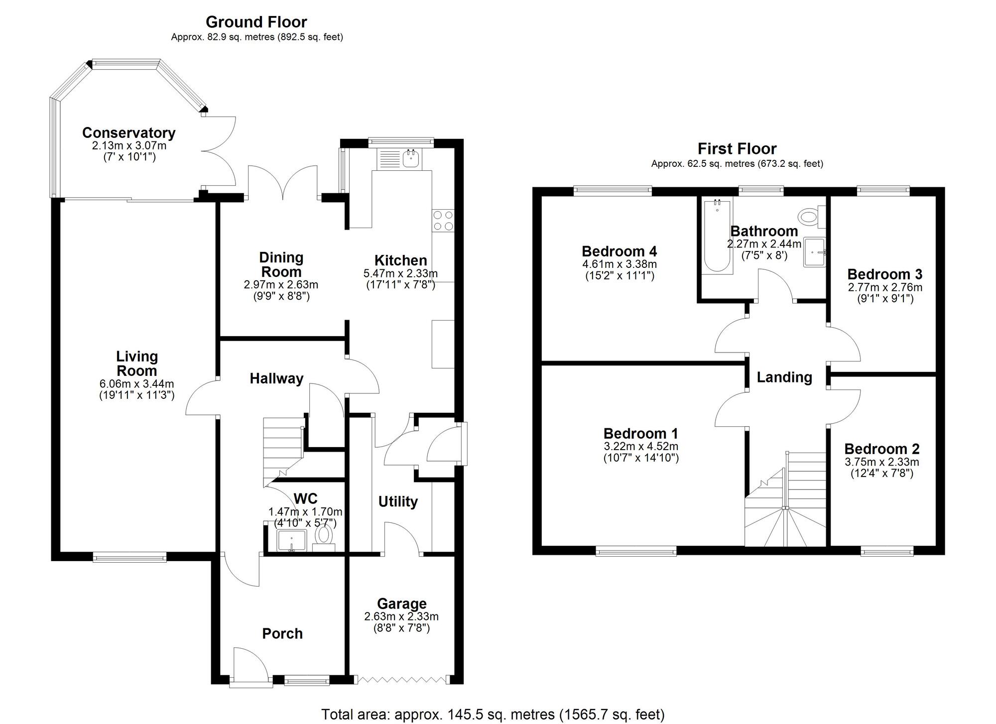 Floorplan of 4 bedroom Detached House for sale, Netherton Close, Chester Le Street, Durham, DH2