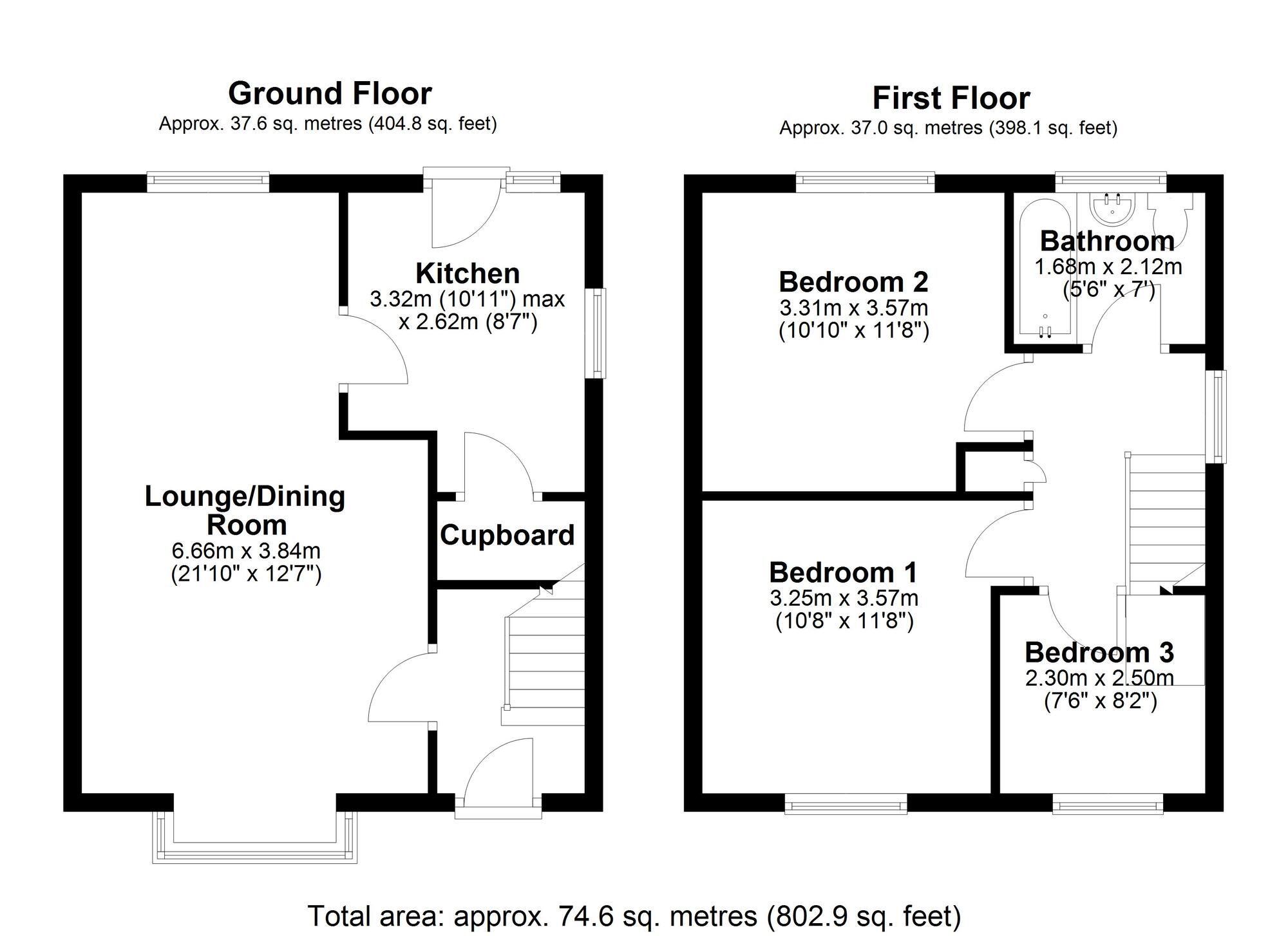 Floorplan of 3 bedroom Semi Detached House for sale, Medway, Great Lumley, Durham, DH3