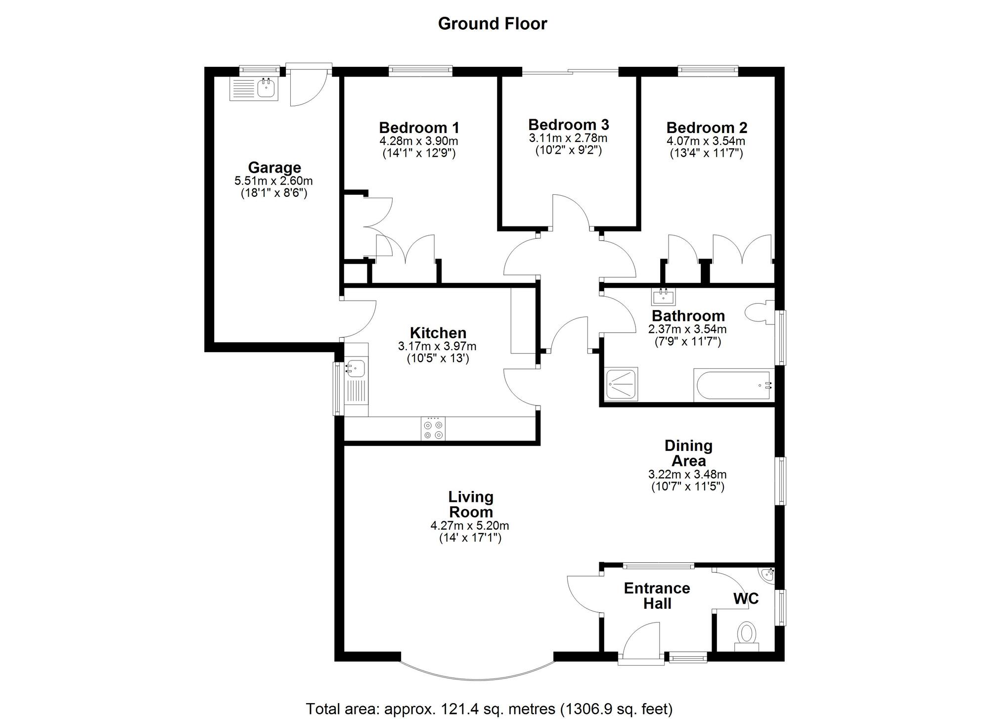 Floorplan of 3 bedroom Detached Bungalow for sale, Picktree Lodge, Chester Le Street, Durham, DH3
