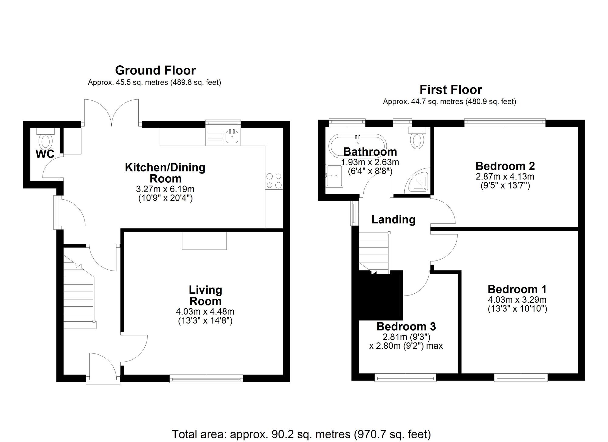 Floorplan of 3 bedroom Semi Detached House for sale, Miller Gardens, Pelton Fell, Durham, DH2