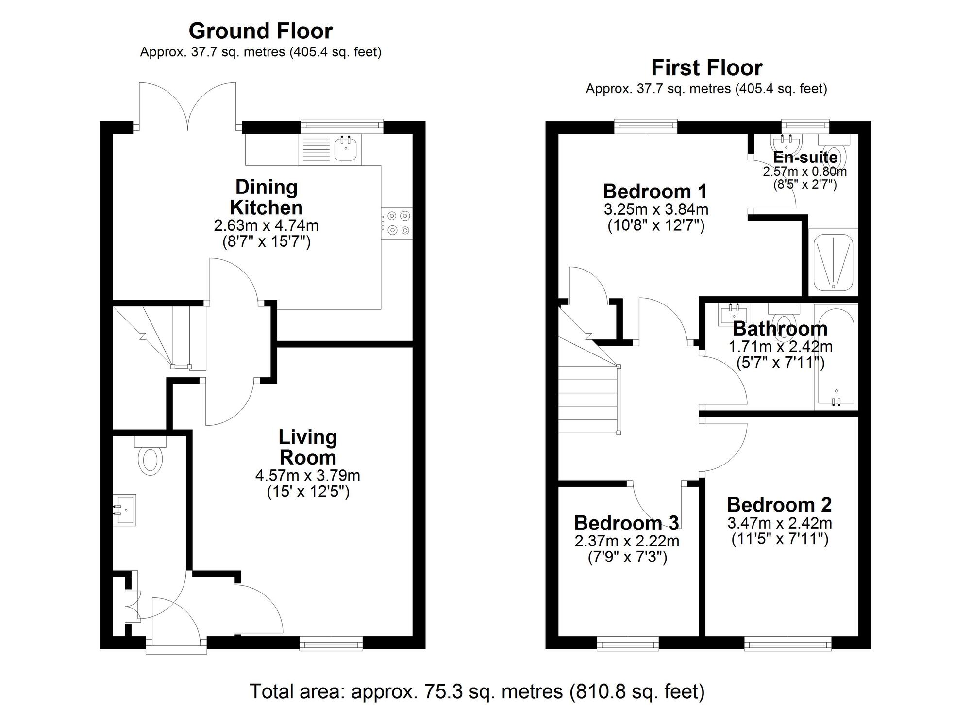 Floorplan of 3 bedroom Mid Terrace House for sale, Waskerley Avenue, Lambton Park, Durham, DH3