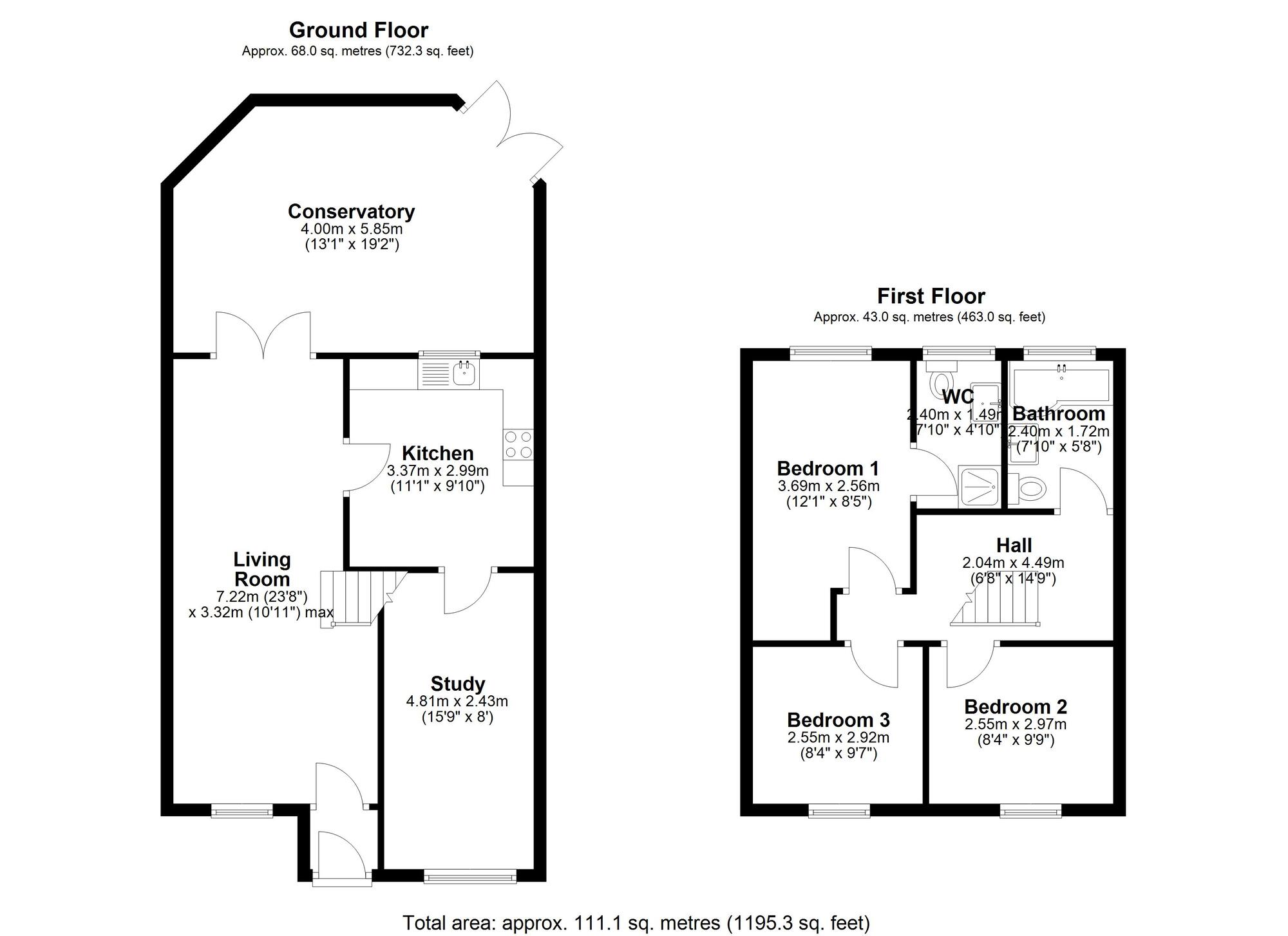 Floorplan of 3 bedroom Detached House for sale, Hazel Leigh, Great Lumley, Durham, DH3