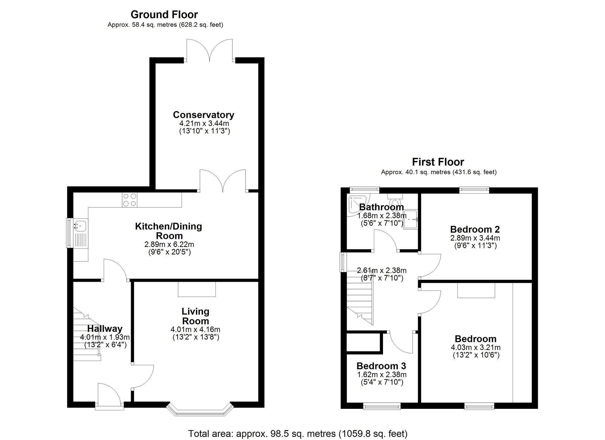 Floorplan of 3 bedroom Semi Detached House for sale, Pelaw Road, Chester Le Street, Durham, DH2