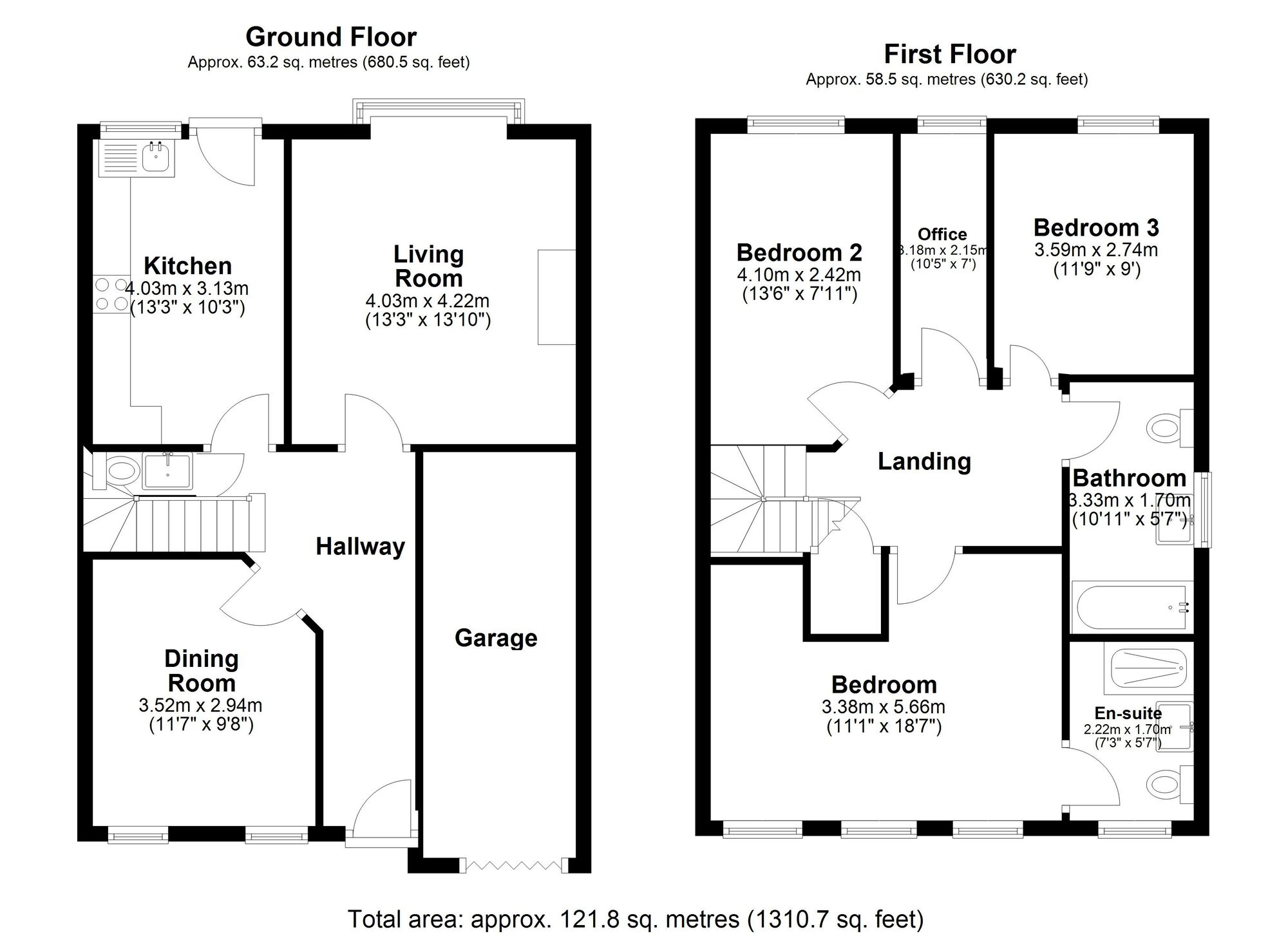 Floorplan of 3 bedroom Detached House for sale, Falstone Drive, Chester Le Street, Durham, DH2