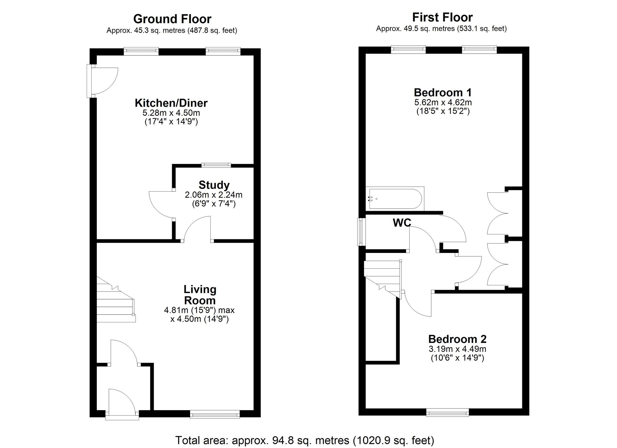 Floorplan of 2 bedroom Semi Detached House for sale, South Street, Durham, DH2