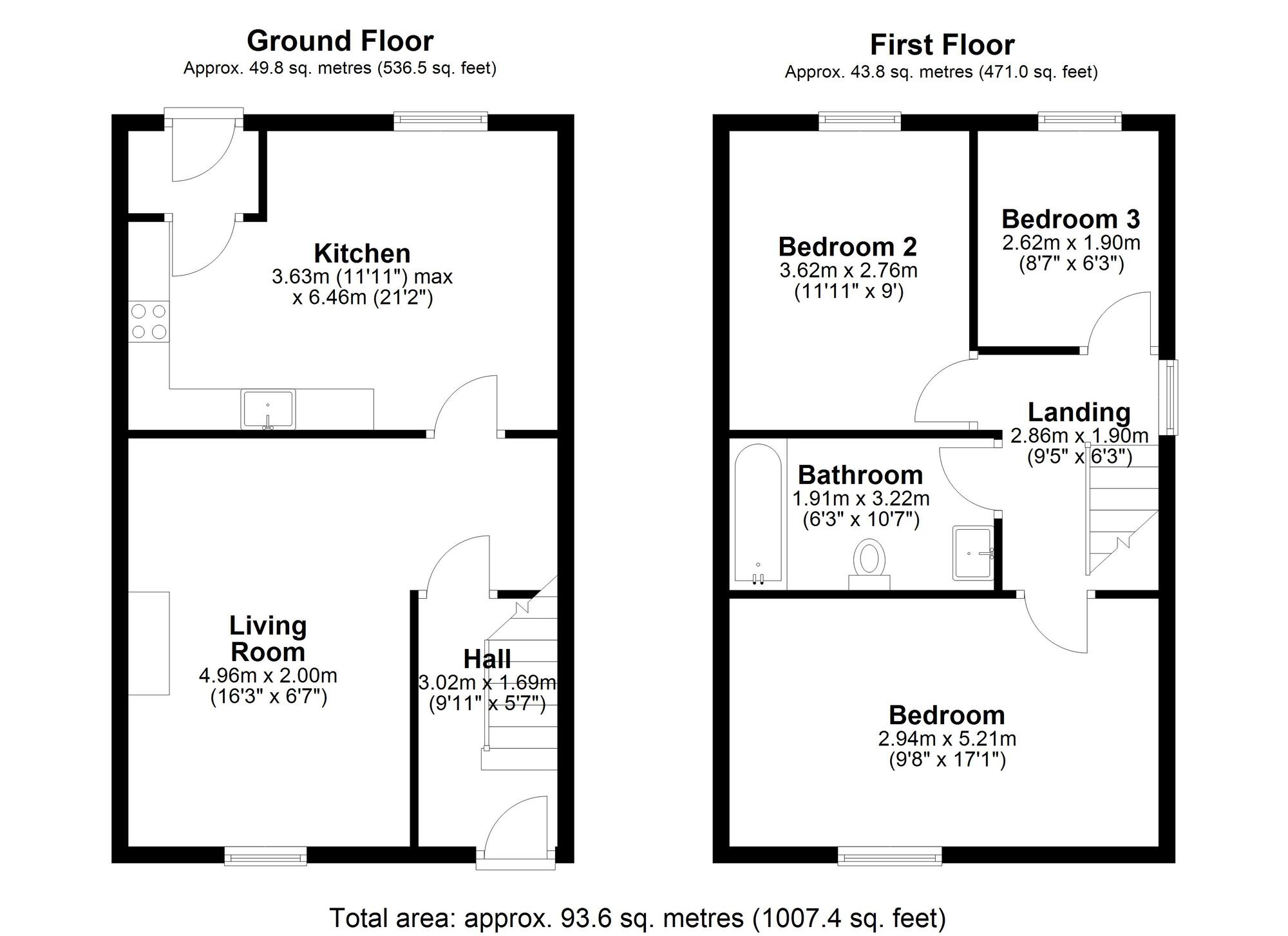 Floorplan of 3 bedroom Mid Terrace House for sale, Lambton Street, Chester Le Street, Durham, DH3