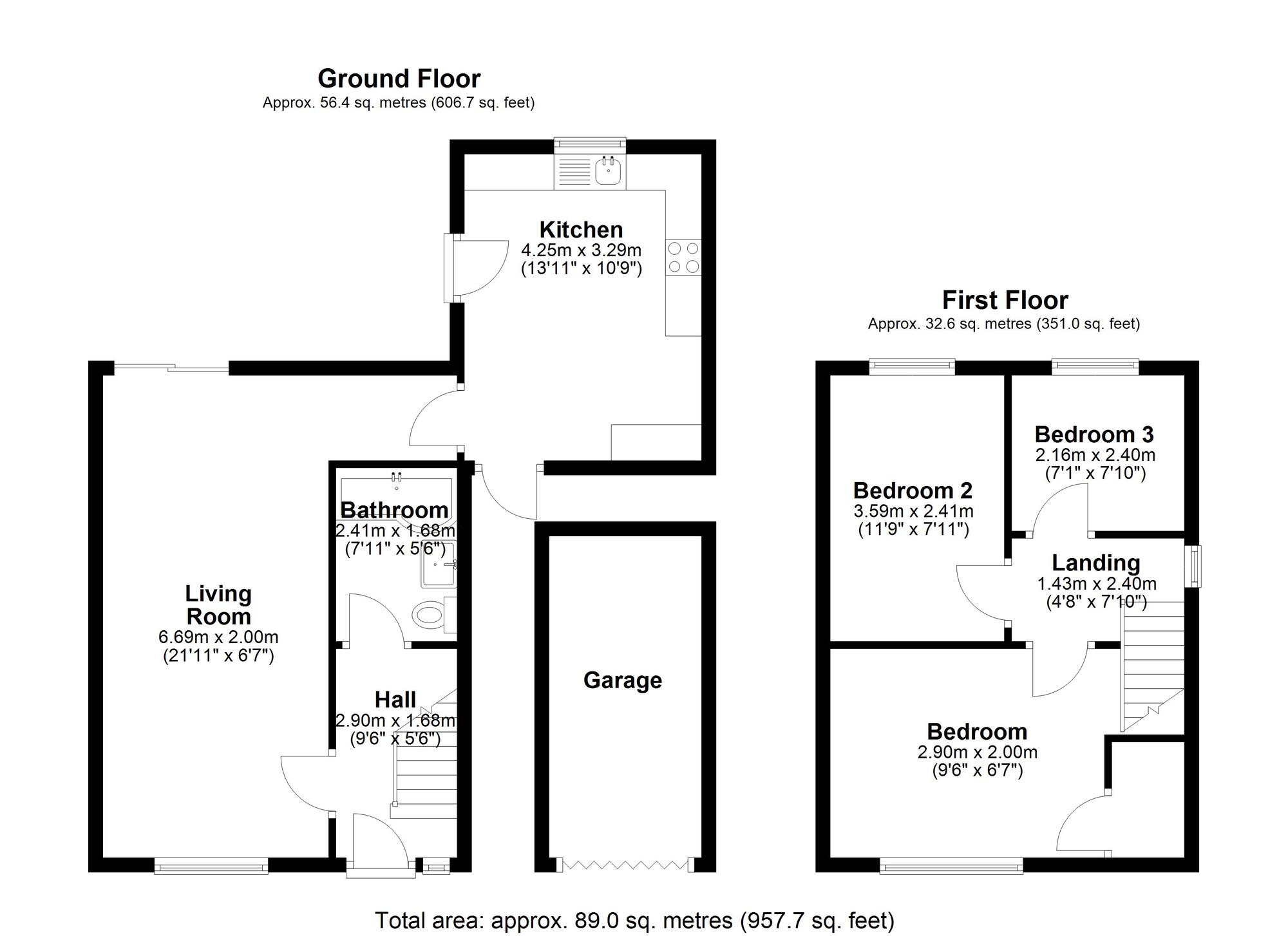 Floorplan of 3 bedroom Semi Detached House for sale, Holyrood, Great Lumley, Durham, DH3