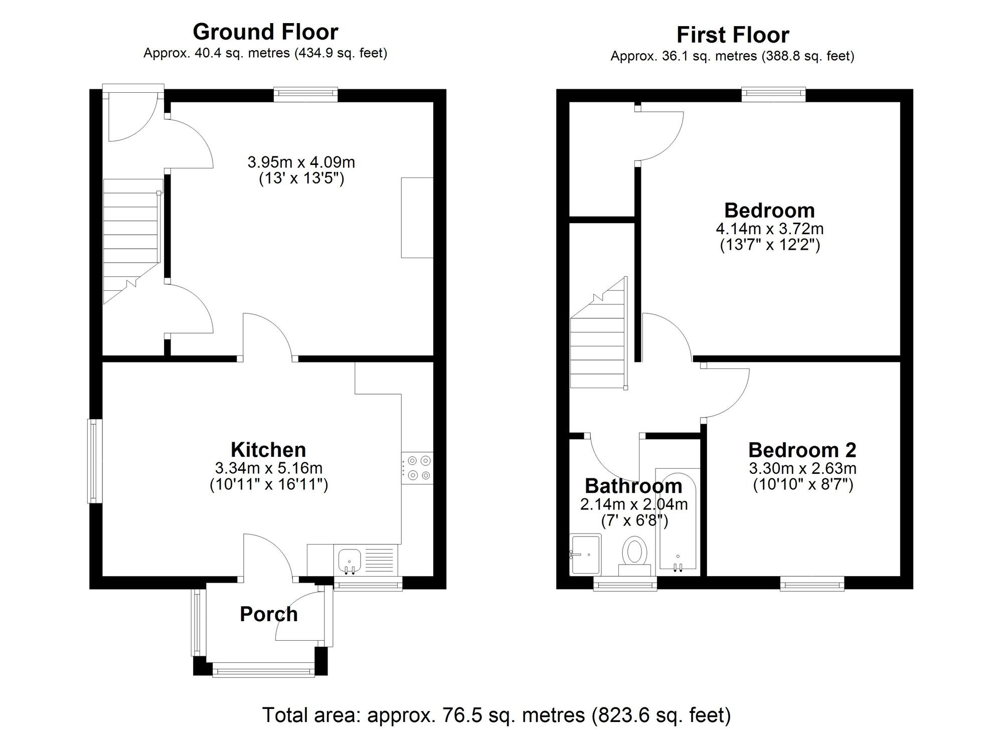 Floorplan of 2 bedroom Semi Detached House for sale, Woodside, Beamish, Durham, DH9