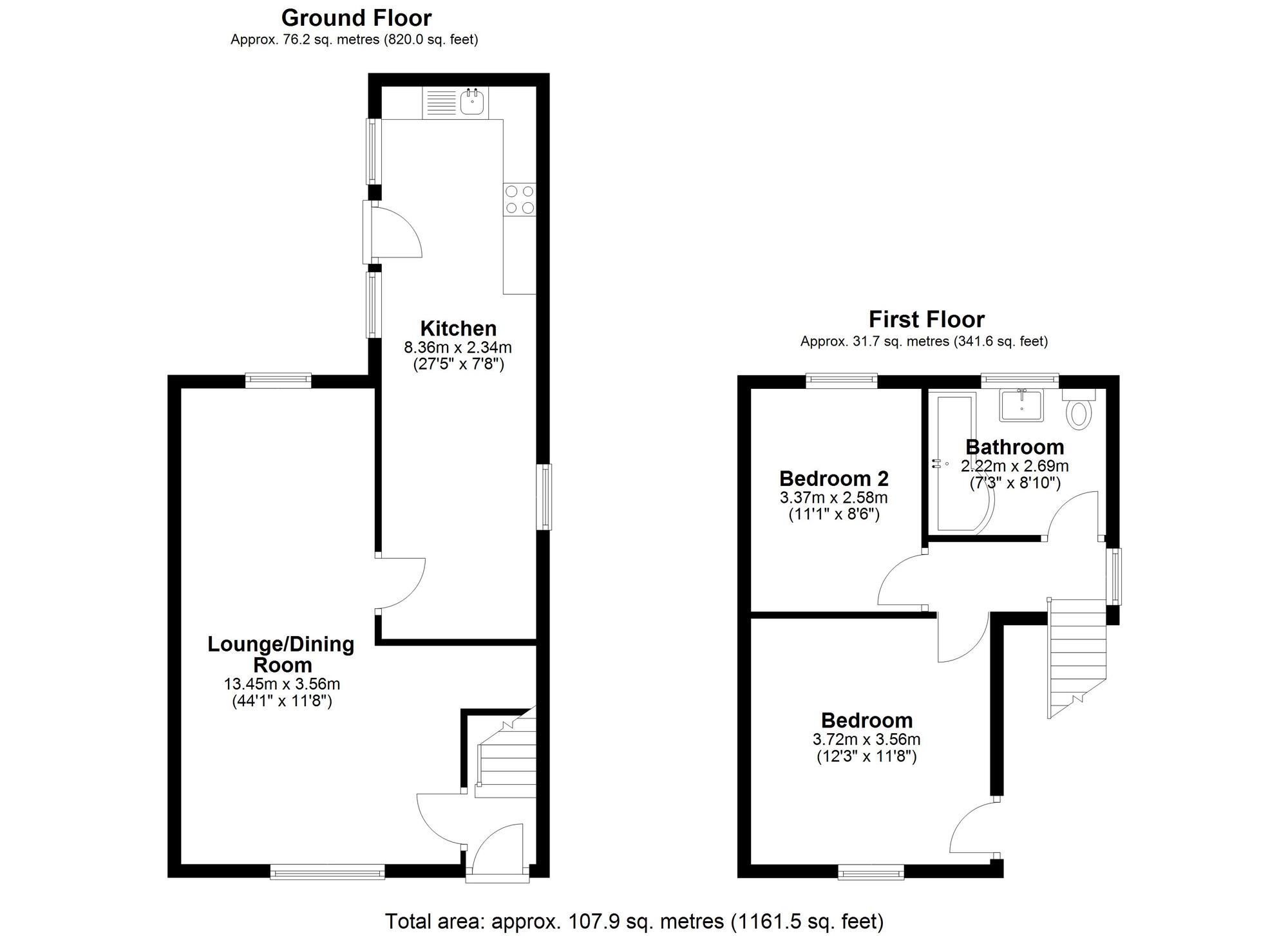 Floorplan of 2 bedroom End Terrace House for sale, Lovaine Street, Pelton, Durham, DH2