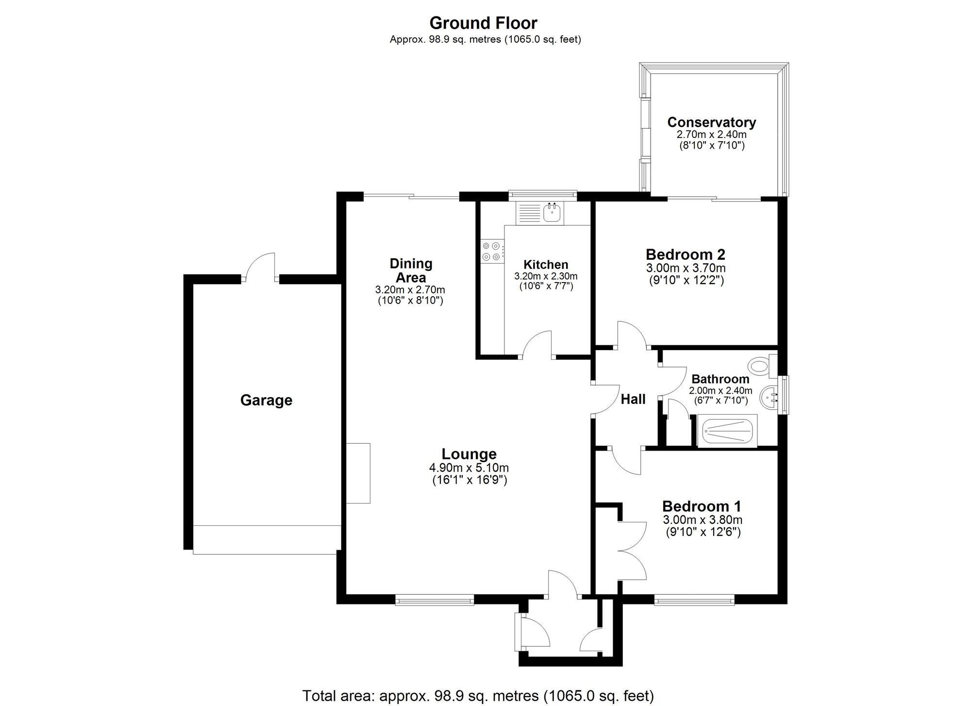 Floorplan of 2 bedroom Detached Bungalow for sale, Fell Bank, Birtley, Tyne and Wear, DH3
