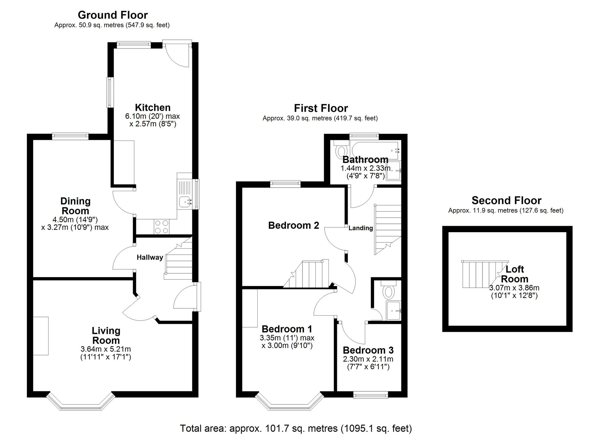 Floorplan of 3 bedroom Semi Detached House for sale, Hadrian Avenue, Chester Le Street, Durham, DH3