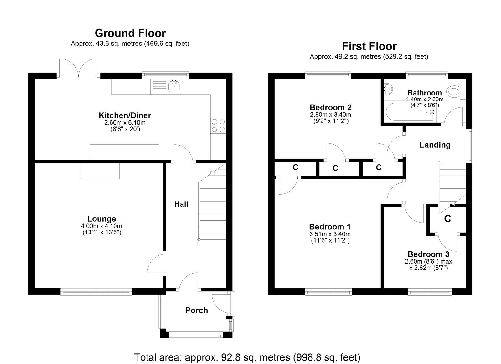 Floorplan of 3 bedroom Semi Detached House for sale, Suffolk Place, Birtley, Tyne and Wear, DH3