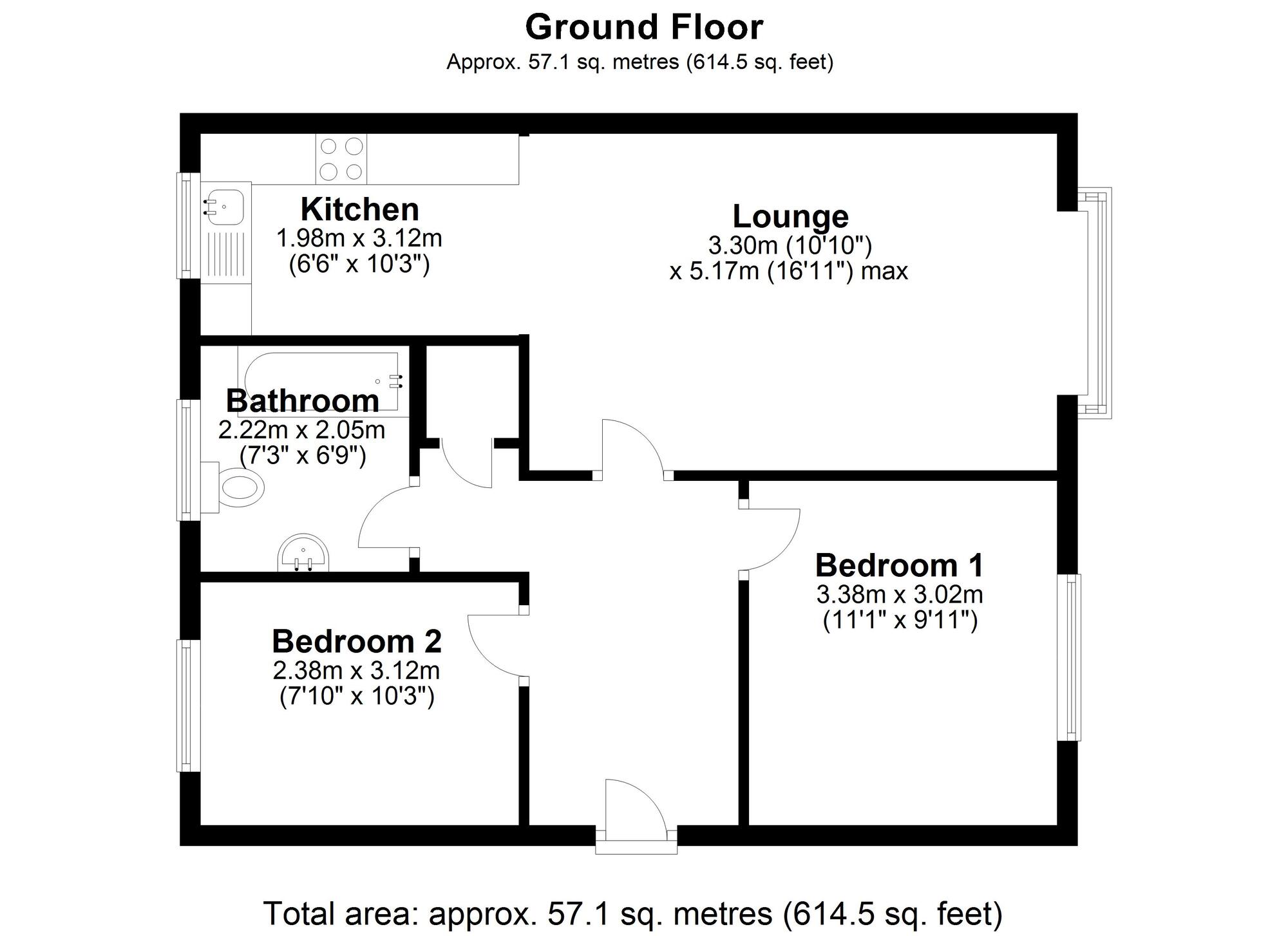 Floorplan of 2 bedroom  Flat for sale, Highfield Rise, Chester Le Street, Durham, DH3
