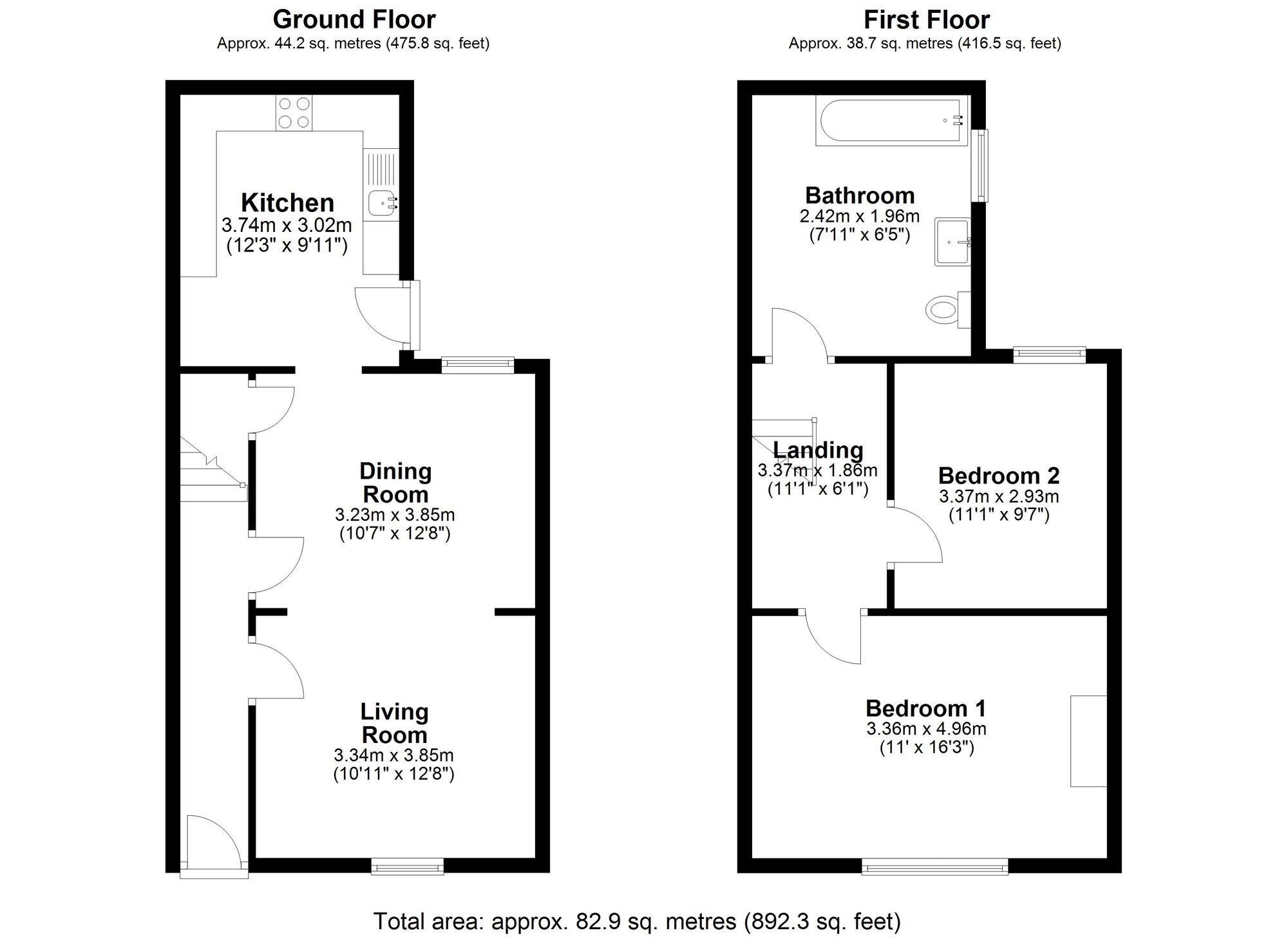 Floorplan of 2 bedroom Mid Terrace House for sale, Wear Street, Chester Le Street, Durham, DH3