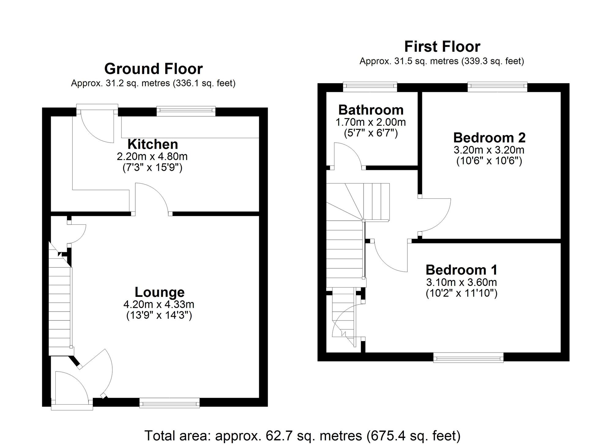 Floorplan of 2 bedroom Mid Terrace House for sale, Grange Street, Pelton, Durham, DH2