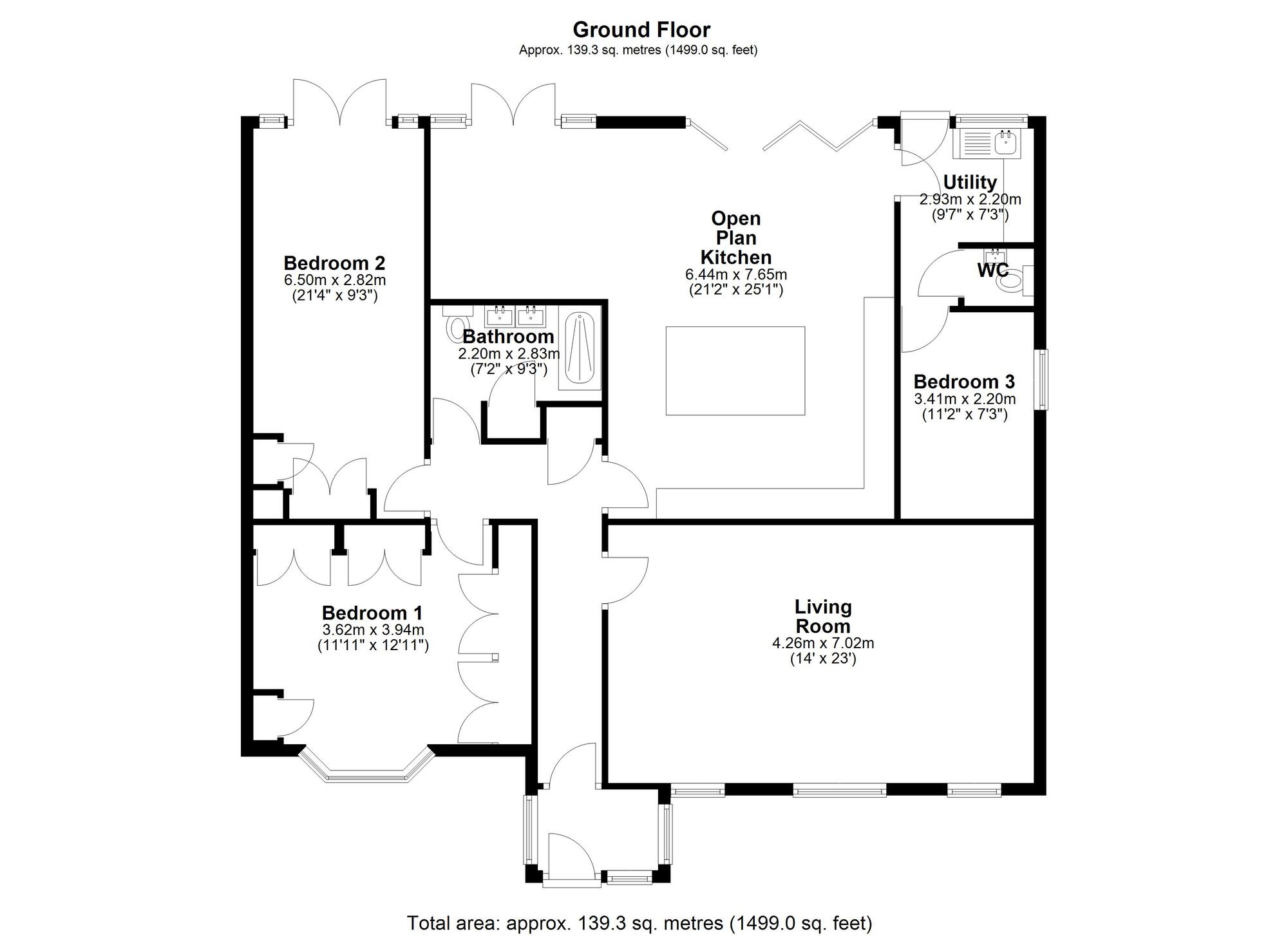 Floorplan of 3 bedroom Detached Bungalow for sale, Cannock, Ouston, Durham, DH2