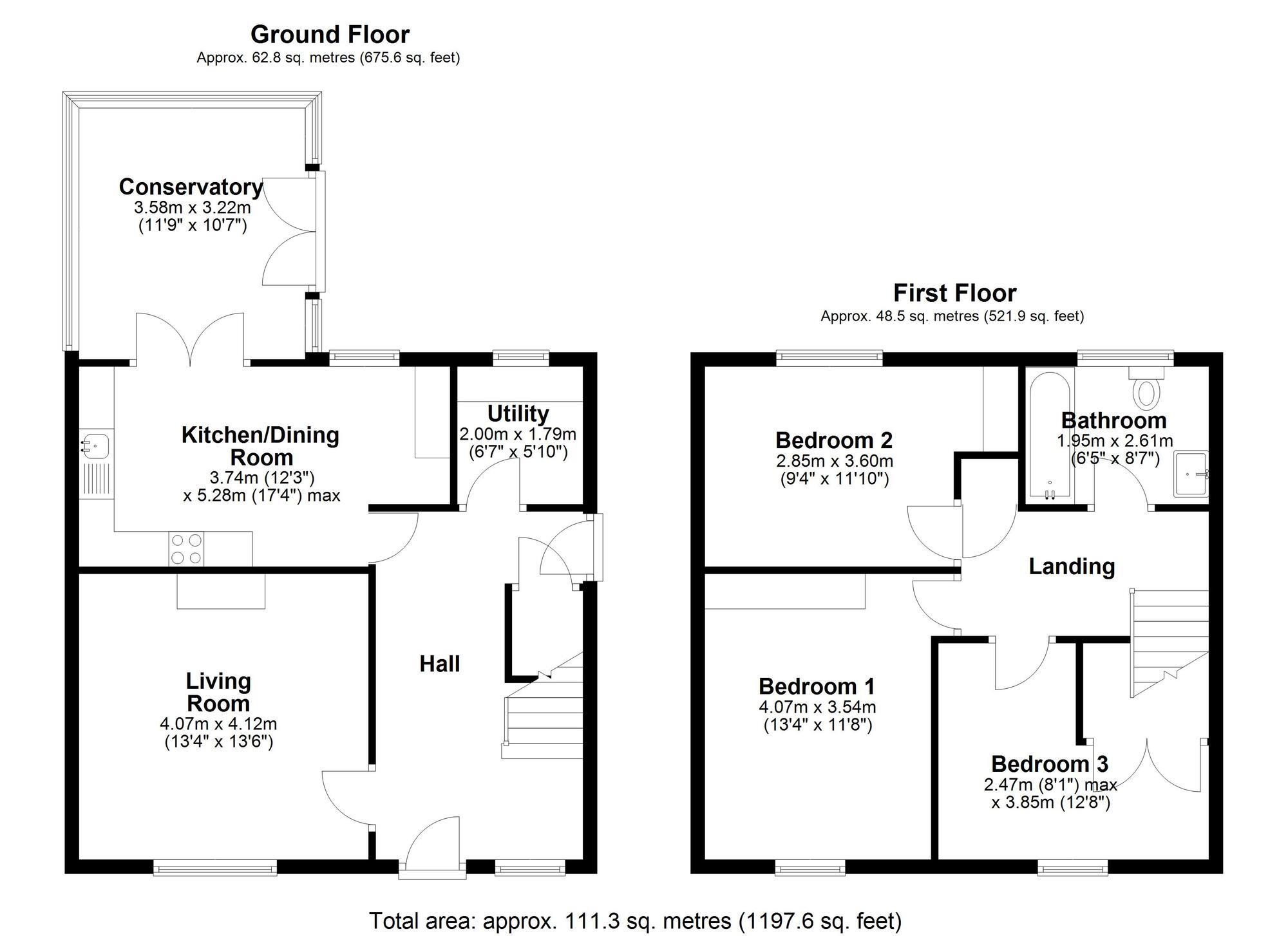 Floorplan of 3 bedroom Semi Detached House for sale, Beechwoods, Chester Le Street, Durham, DH2