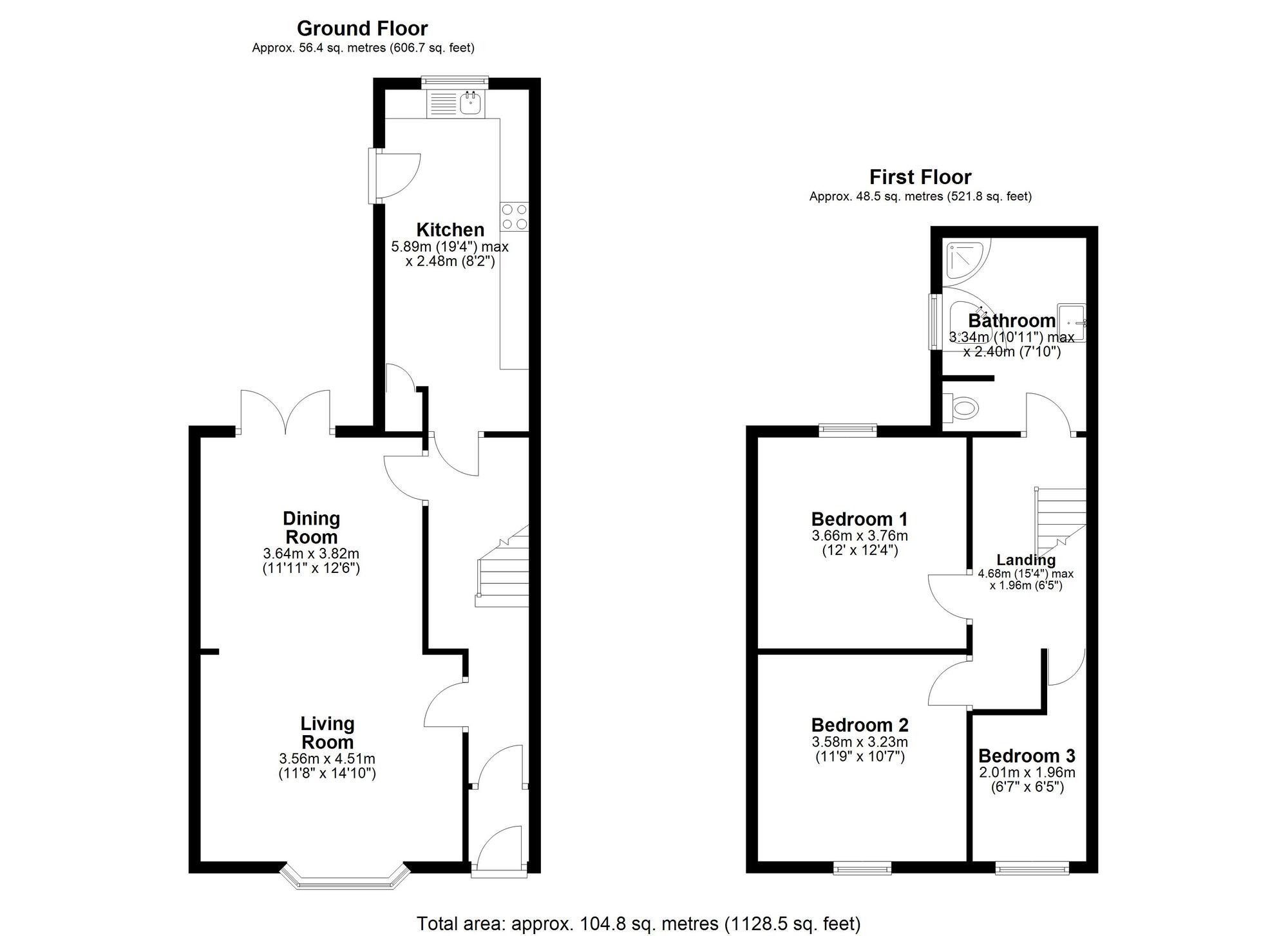 Floorplan of 3 bedroom Mid Terrace House for sale, Relton Terrace, Chester Le Street, Durham, DH3