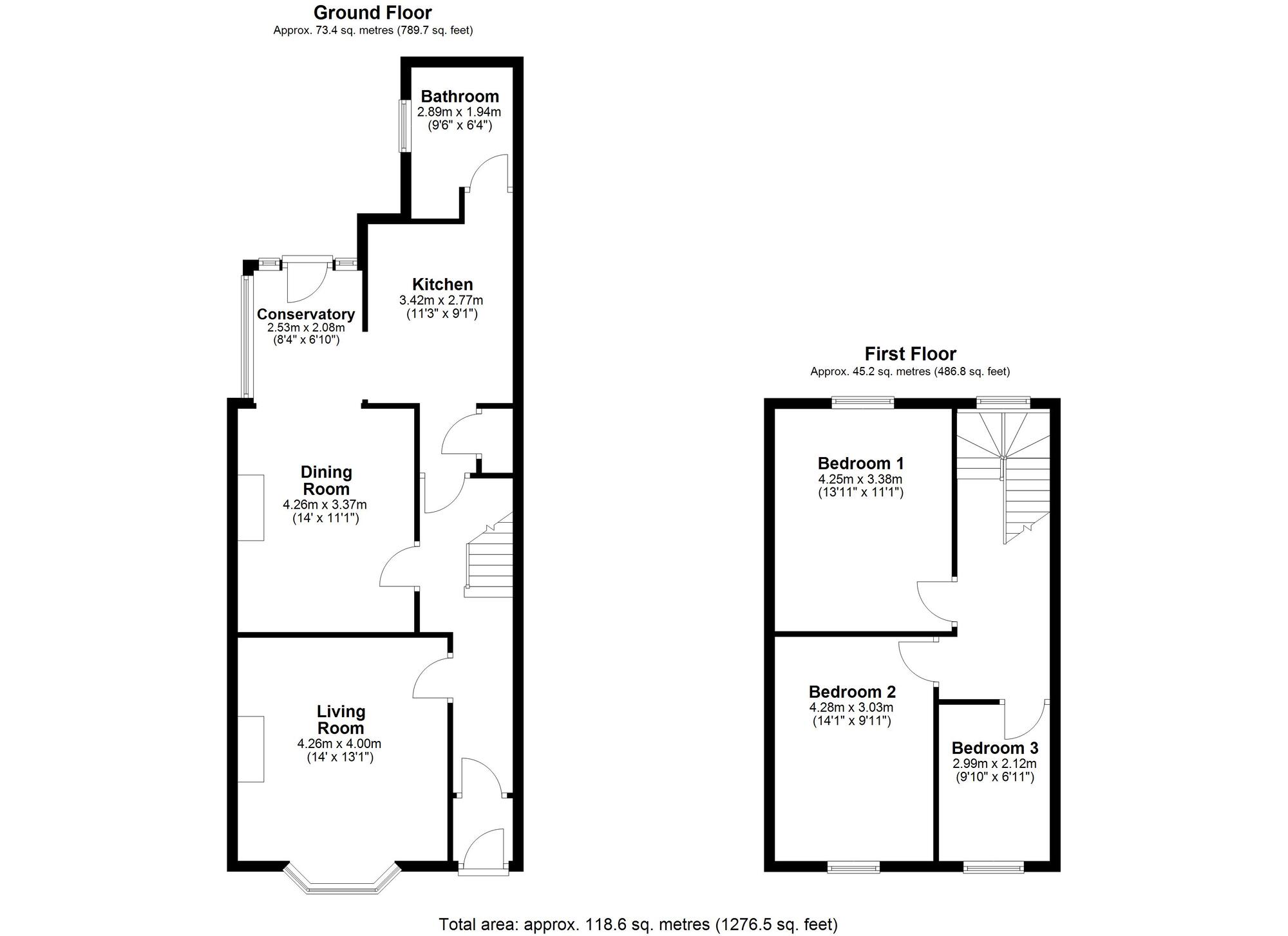 Floorplan of 3 bedroom Mid Terrace House for sale, Lumley Terrace, Chester Le Street, Durham, DH3