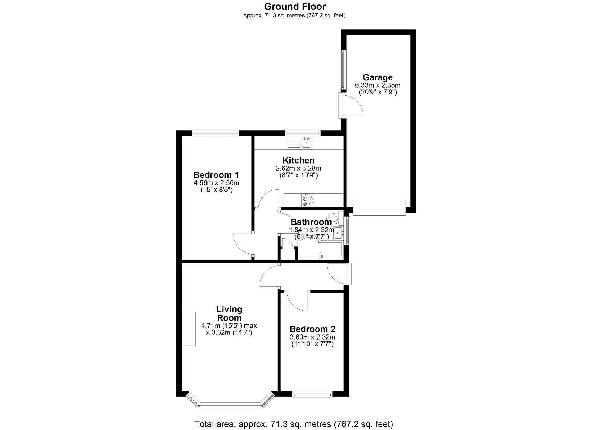 Floorplan of 2 bedroom Semi Detached Bungalow for sale, Kingsmere, Chester Le Street, Durham, DH3